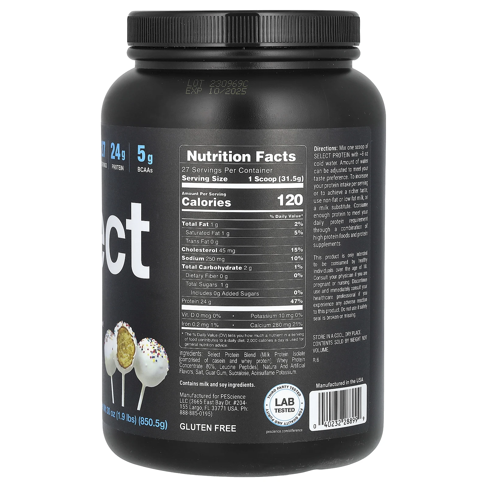 PEScience, Select Protein, Amazing Cake Pop, 850,5 г (1,9 фунта)