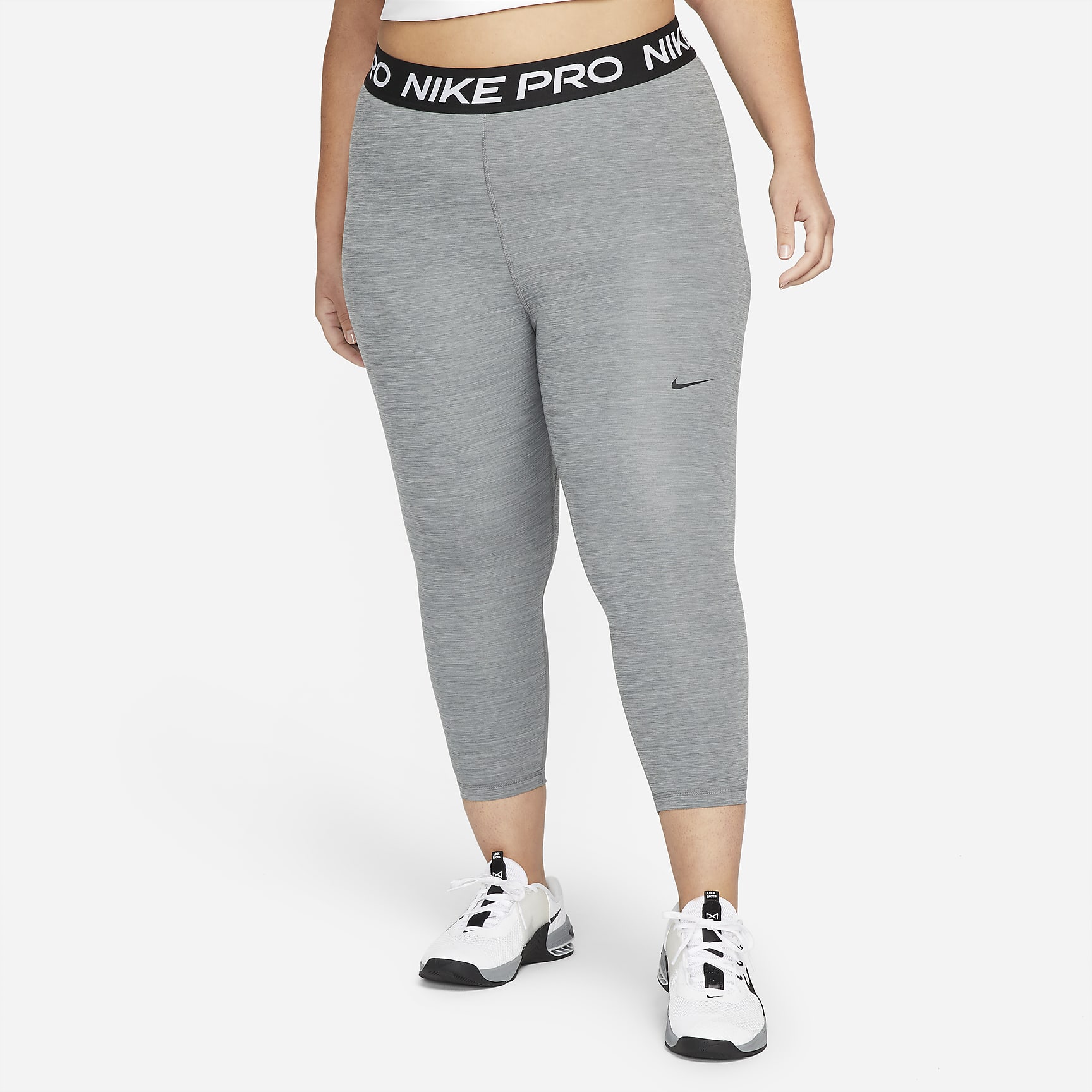 Nike Pro Women's Mid-Rise Crop Mesh-Panel Leggings (Plus Size)
