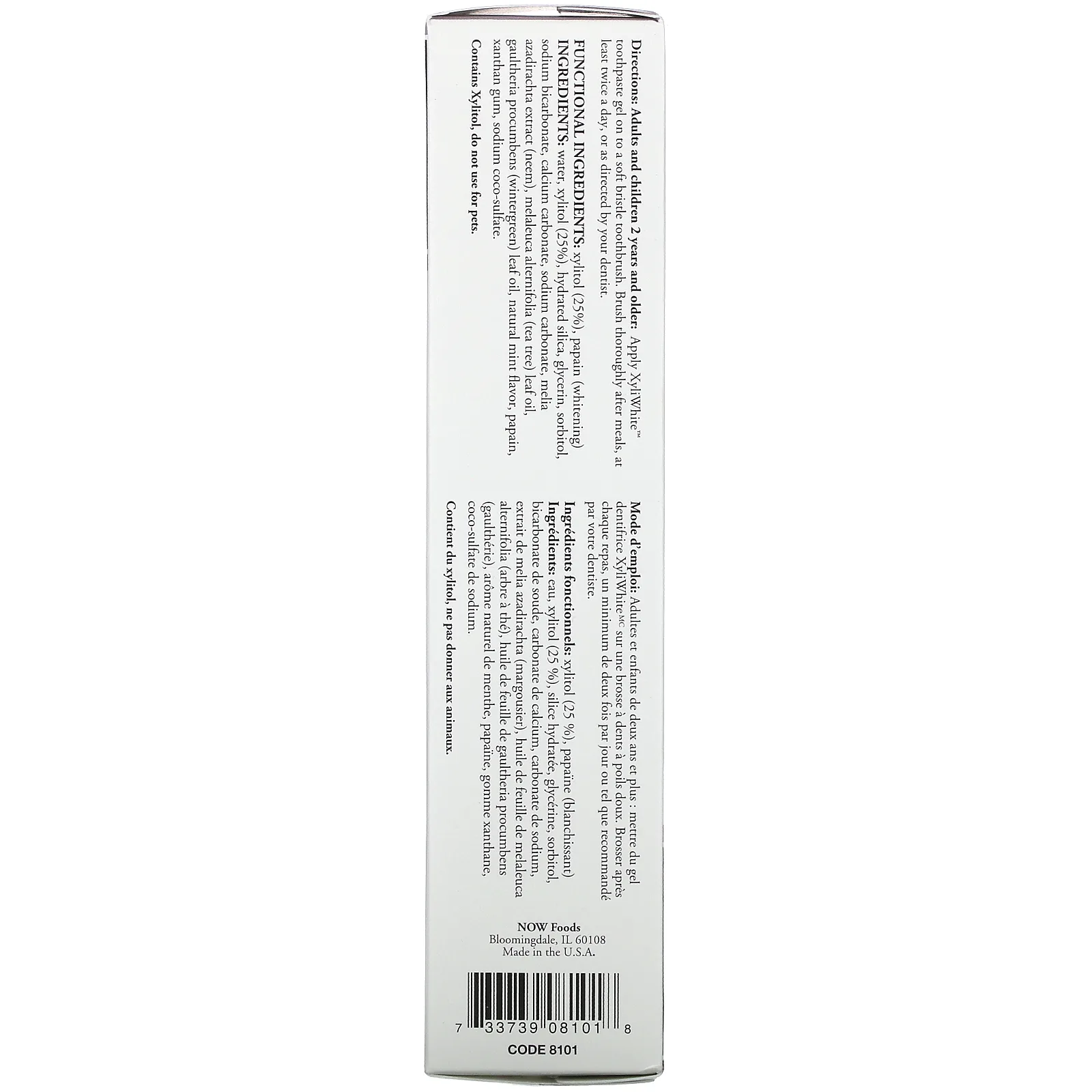 NOW Foods, Solutions, XyliWhite, зубная гель-паста, ним и чайное дерево, мята, 181 г (6,4 унции)