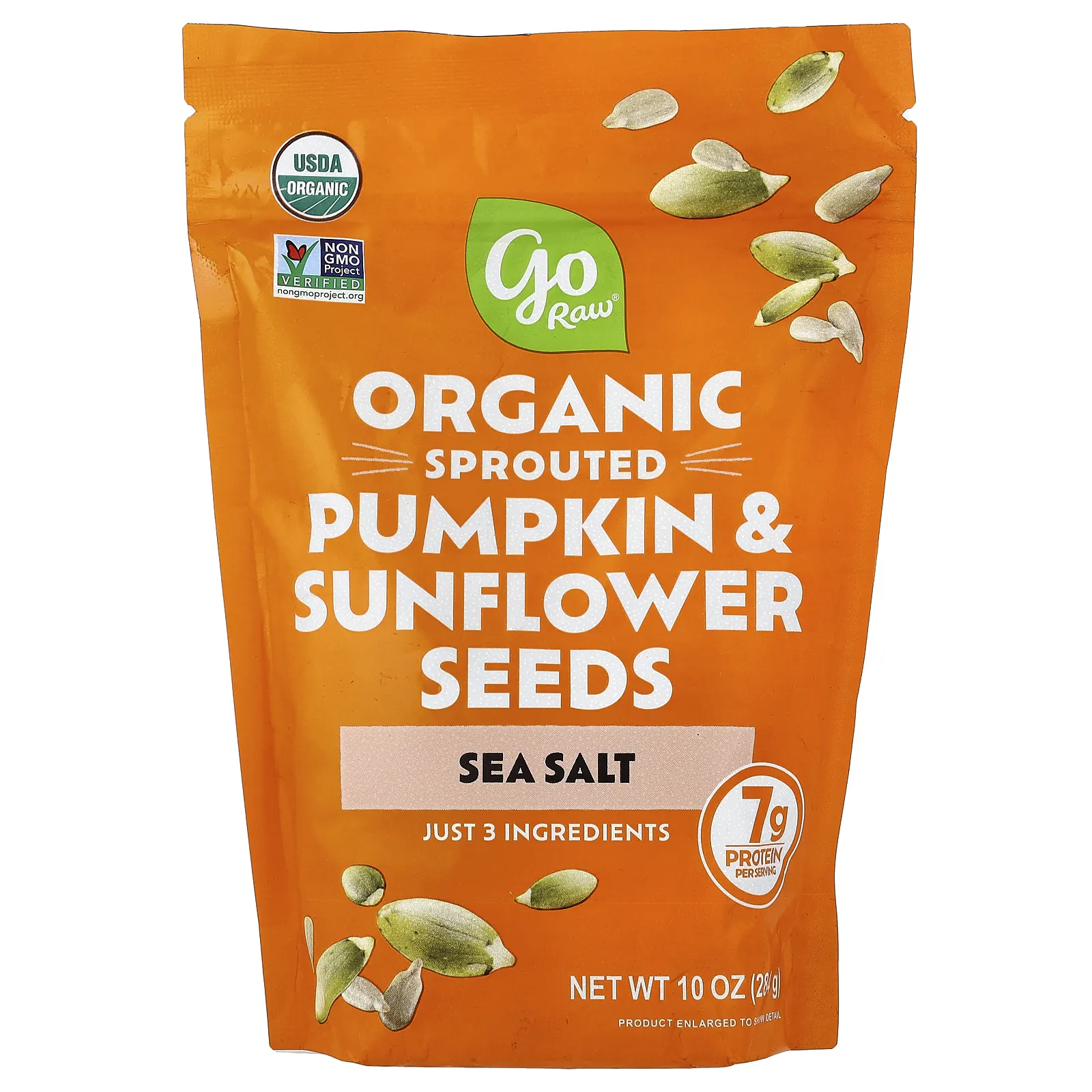 Go Raw, органические пророщенные семена тыквы и подсолнечника, морская соль, 284 г (10 унций)