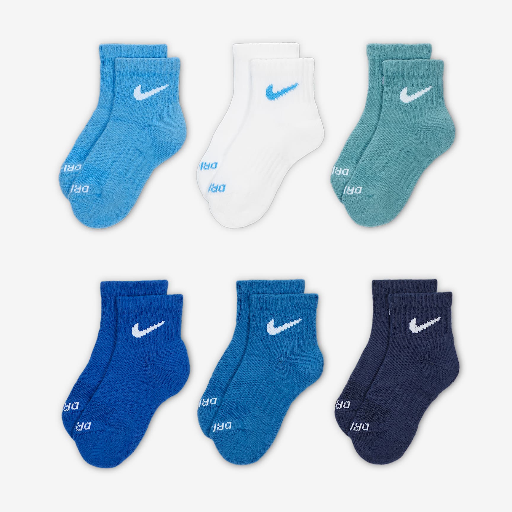 Nike Dri-FIT Performance Basics Little Kids' Quarter Socks (6 Pairs)