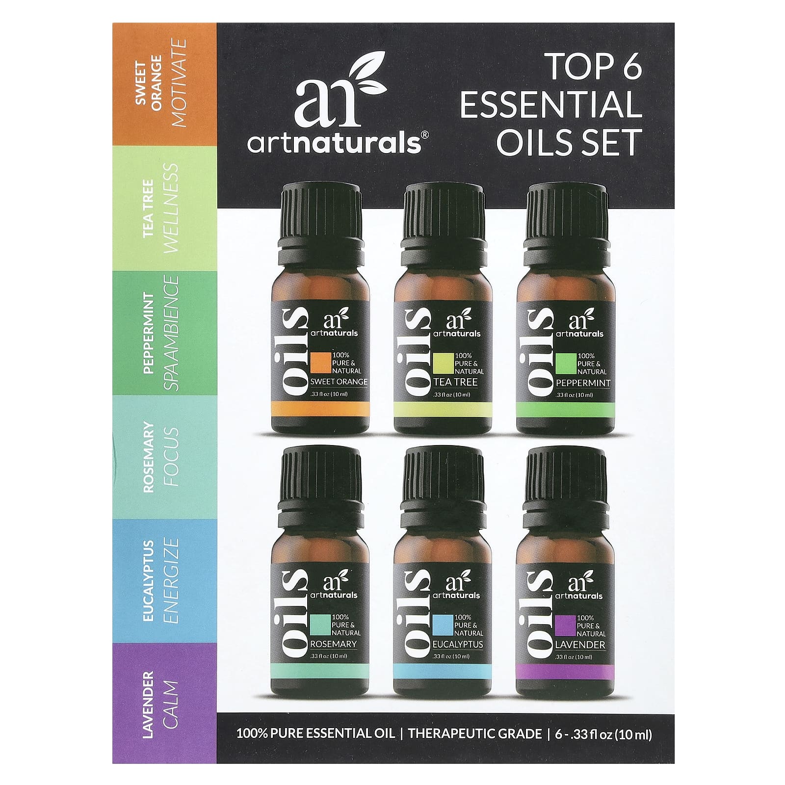 artnaturals, набор лучших 6 эфирных масел, набор из 6 предметов, по 10 мл (0,33 жидк. унции)