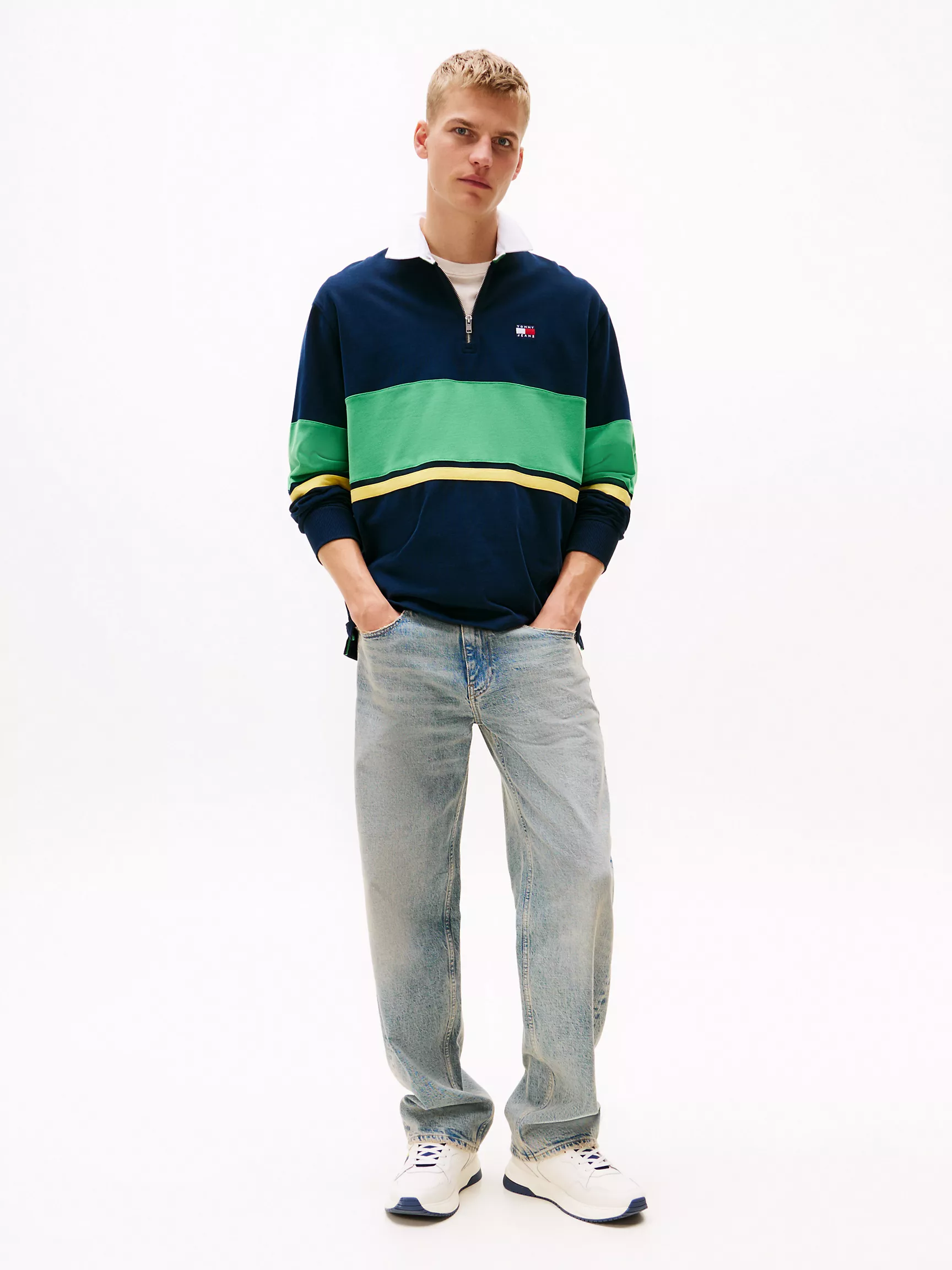 Мужское поло Tommy Hilfiger, Свободное регбийное поло в стиле colorblock