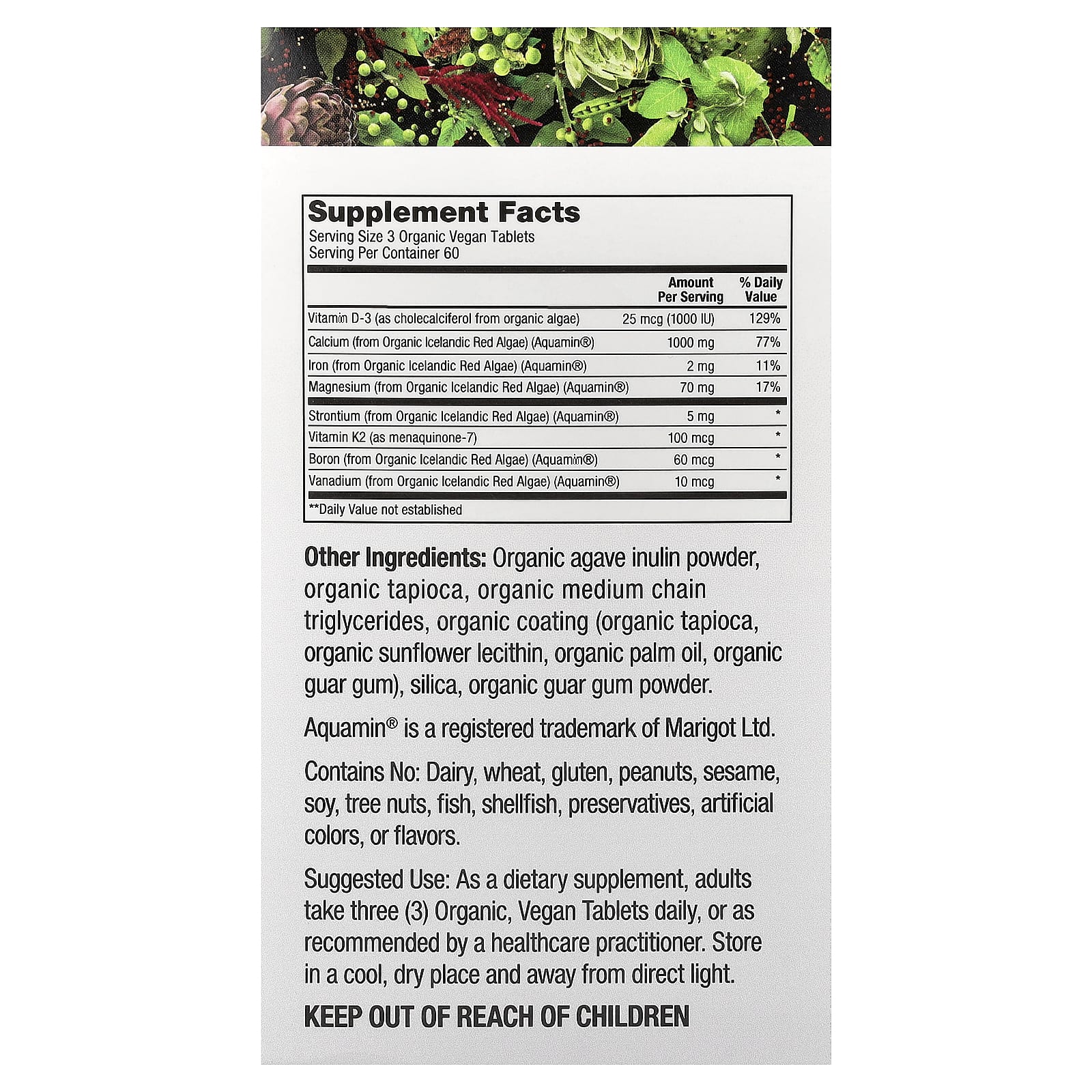 PlantFusion, органический веганский растительный кальций, 180 органических веганских таблеток