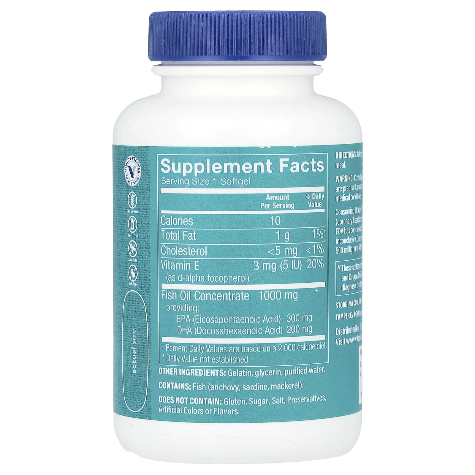 The Vitamin Shoppe, Рыбий жир с омега-3, ЭПК и ДГК, 500 мг, 60 мягких таблеток