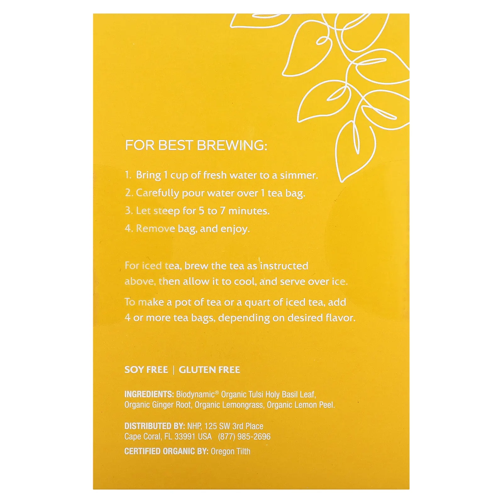 Dr. Mercola, Solspring, органический травяной чай, тулси, лимон и имбирь, без кофеина, 18 чайных пакетиков, 36 г (1,27 унции)