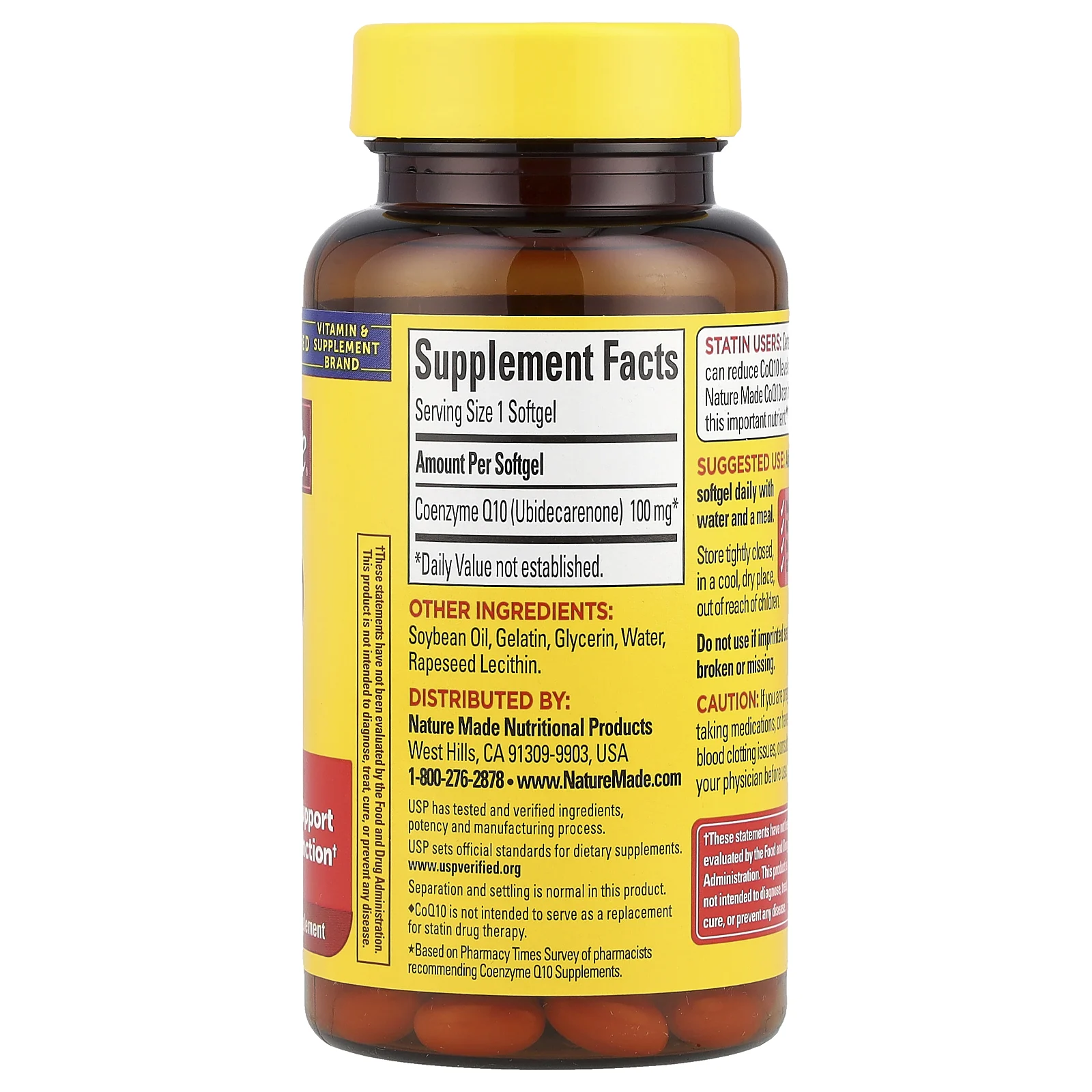 Nature Made, Коэнзим Q10, 100 мг, 40 мягких таблеток