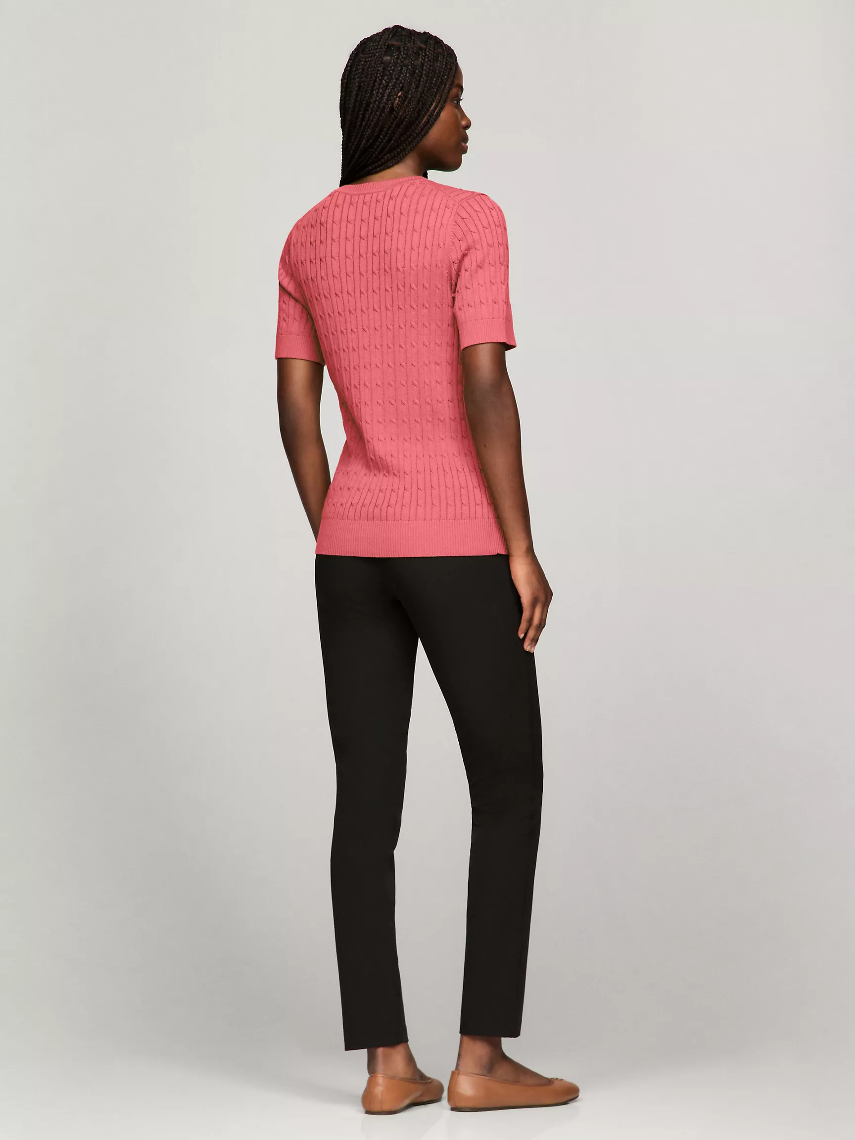 Женский свитер Tommy Hilfiger, Свитер с коротким рукавом и узором "косы"