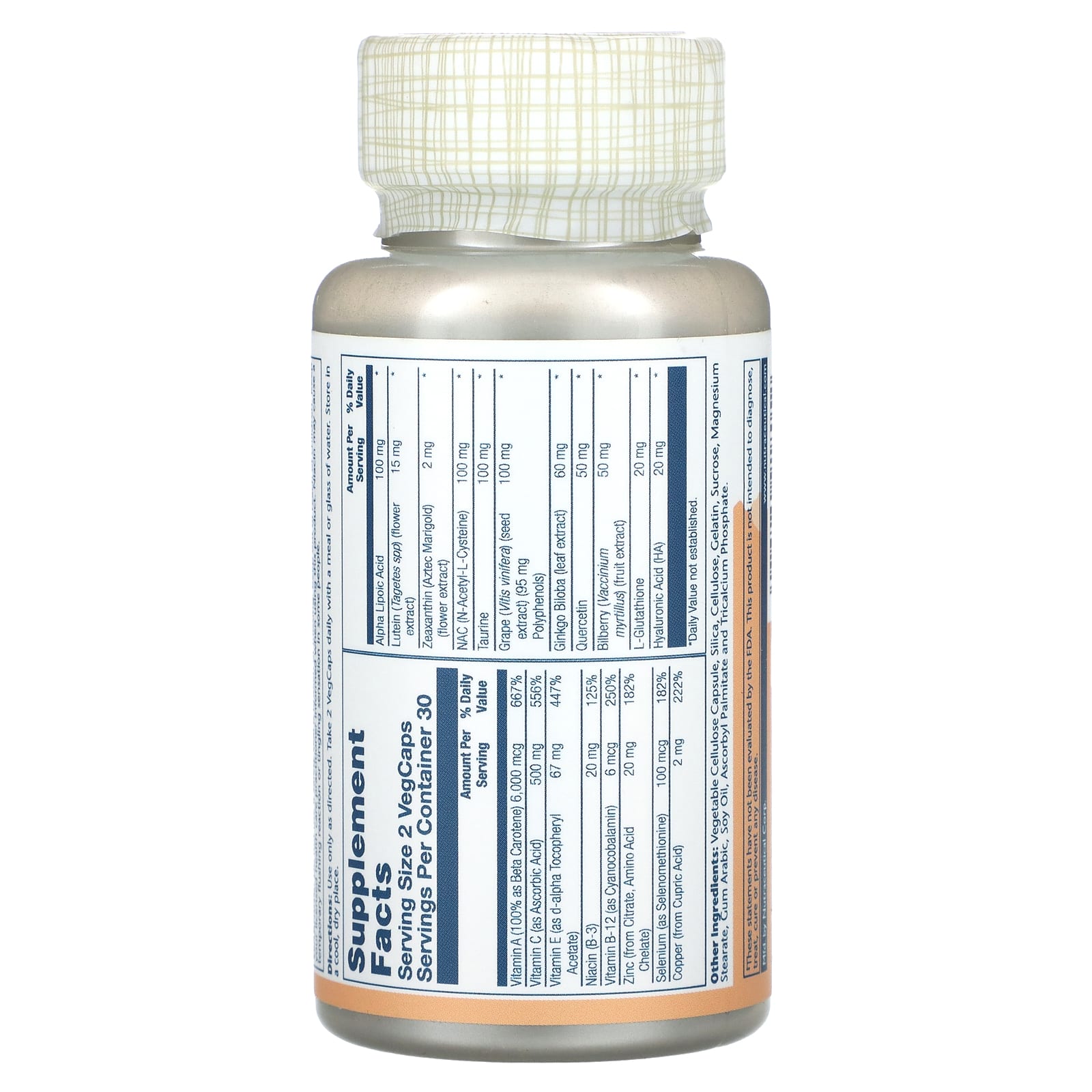 Solaray, Комплекс для глаз с черникой, гинкго и многим другим, 60 растительных капсул