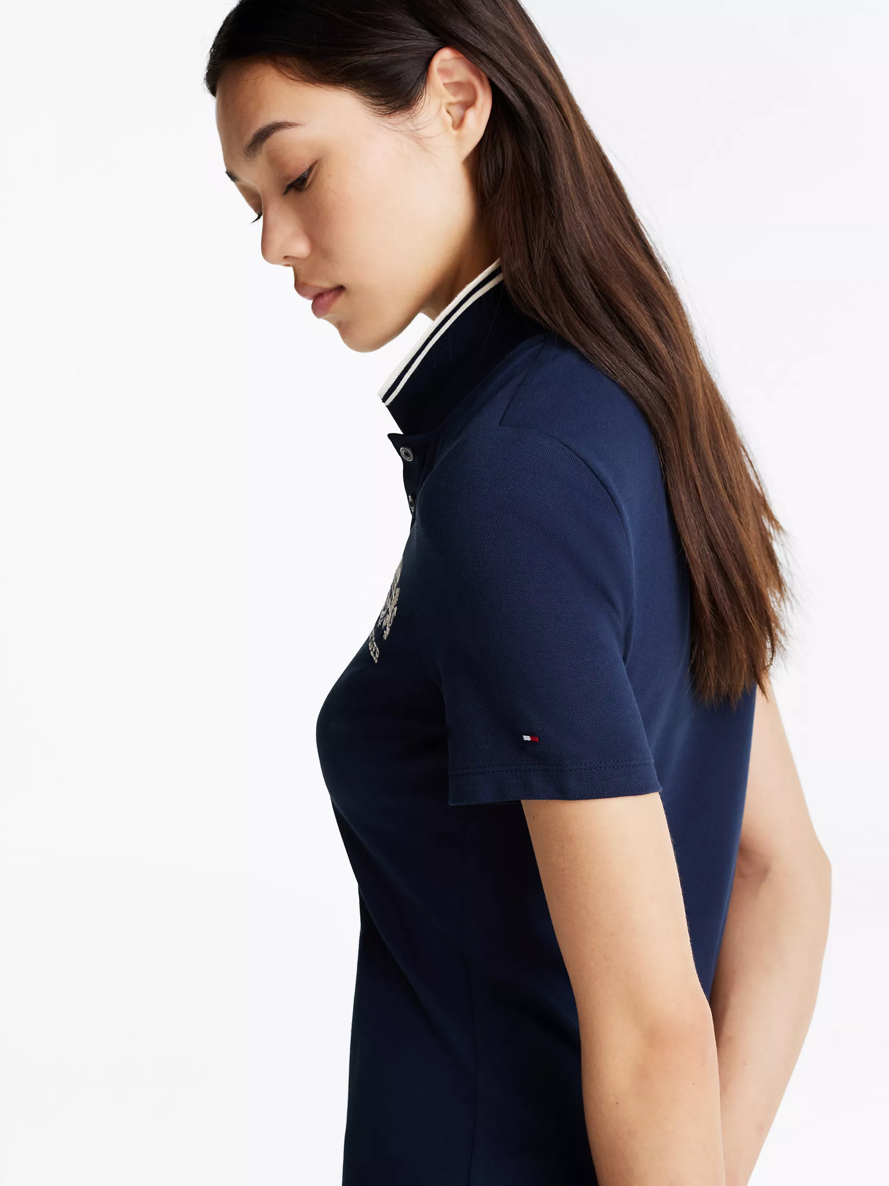 Женское платье Tommy Hilfiger, Приталенное эластичное платье-поло с вышивкой