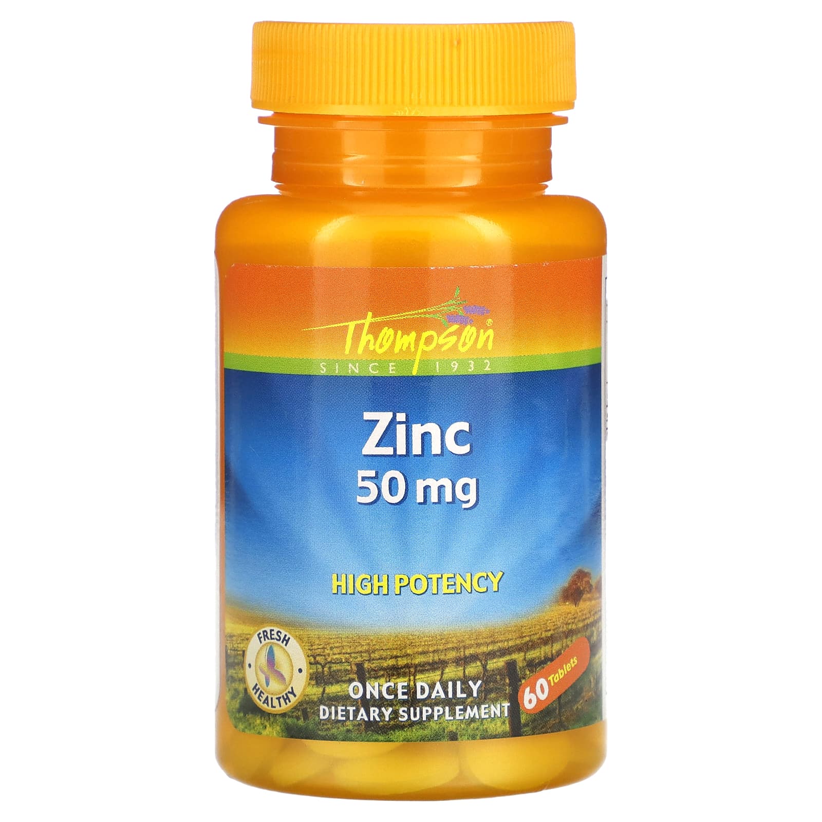 Thompson, Цинк, высокая эффективность, 50 мг, 60 таблеток