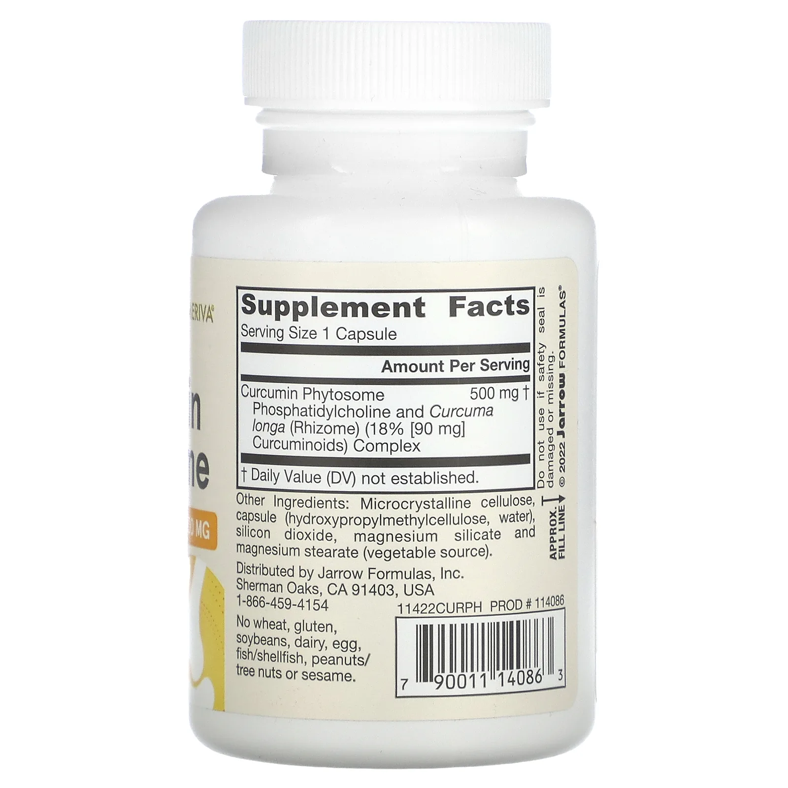 Jarrow Formulas, фитосомы куркумина, 500 мг, 60 вегетарианских капсул