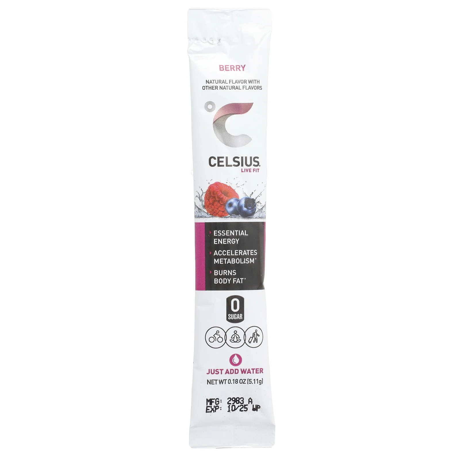 Celsius, Live Fit, ягоды, 14 пакетиков по 5,11 г (0,18 унции)