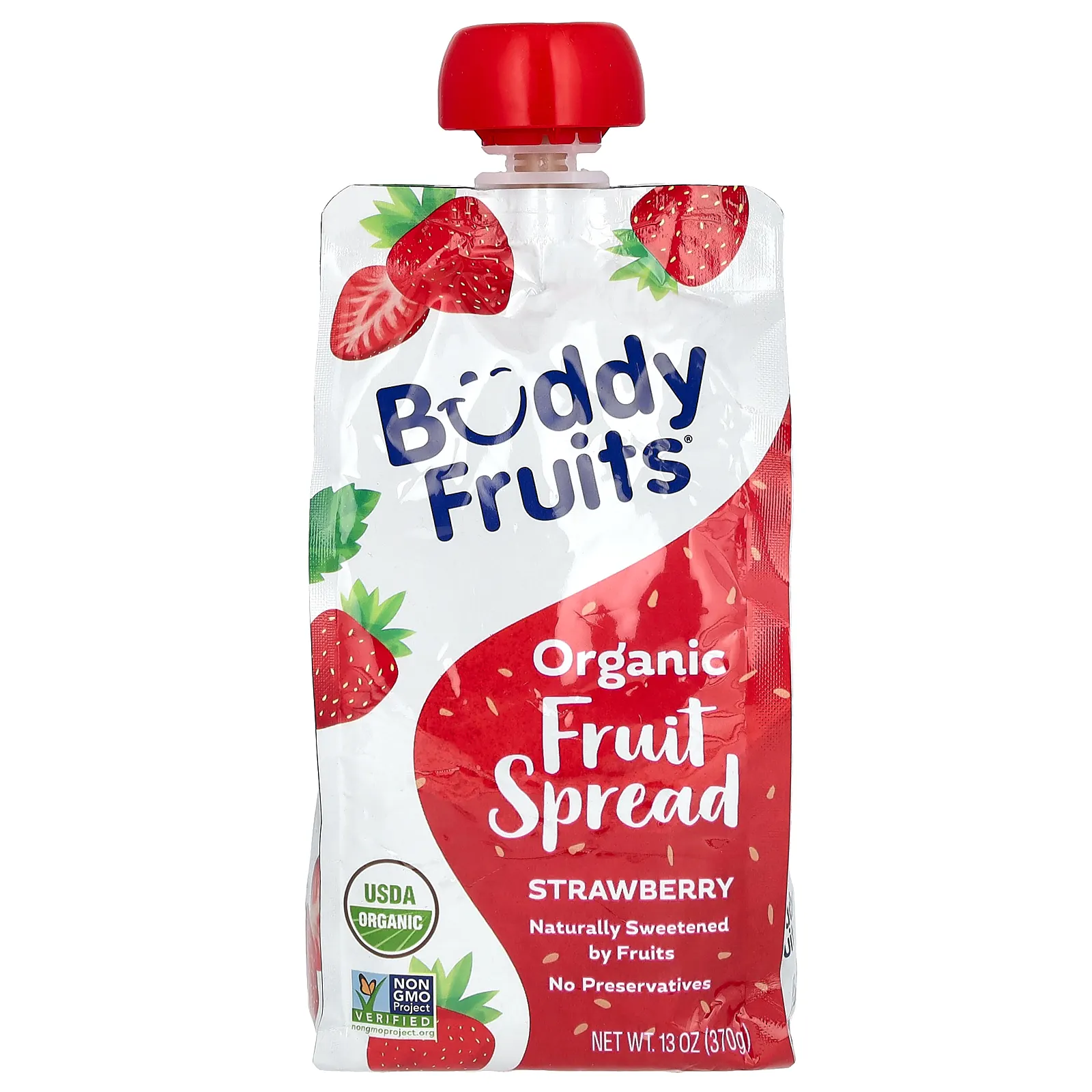 Buddy Fruits, органическая фруктовая паста, со вкусом клубники, 370 г (13 унций)