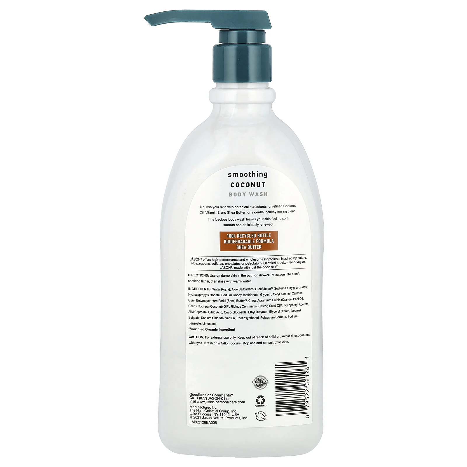 Jason Natural, Разглаживающий гель для душа, с кокосом, 887 мл (30 жидк. Унций)