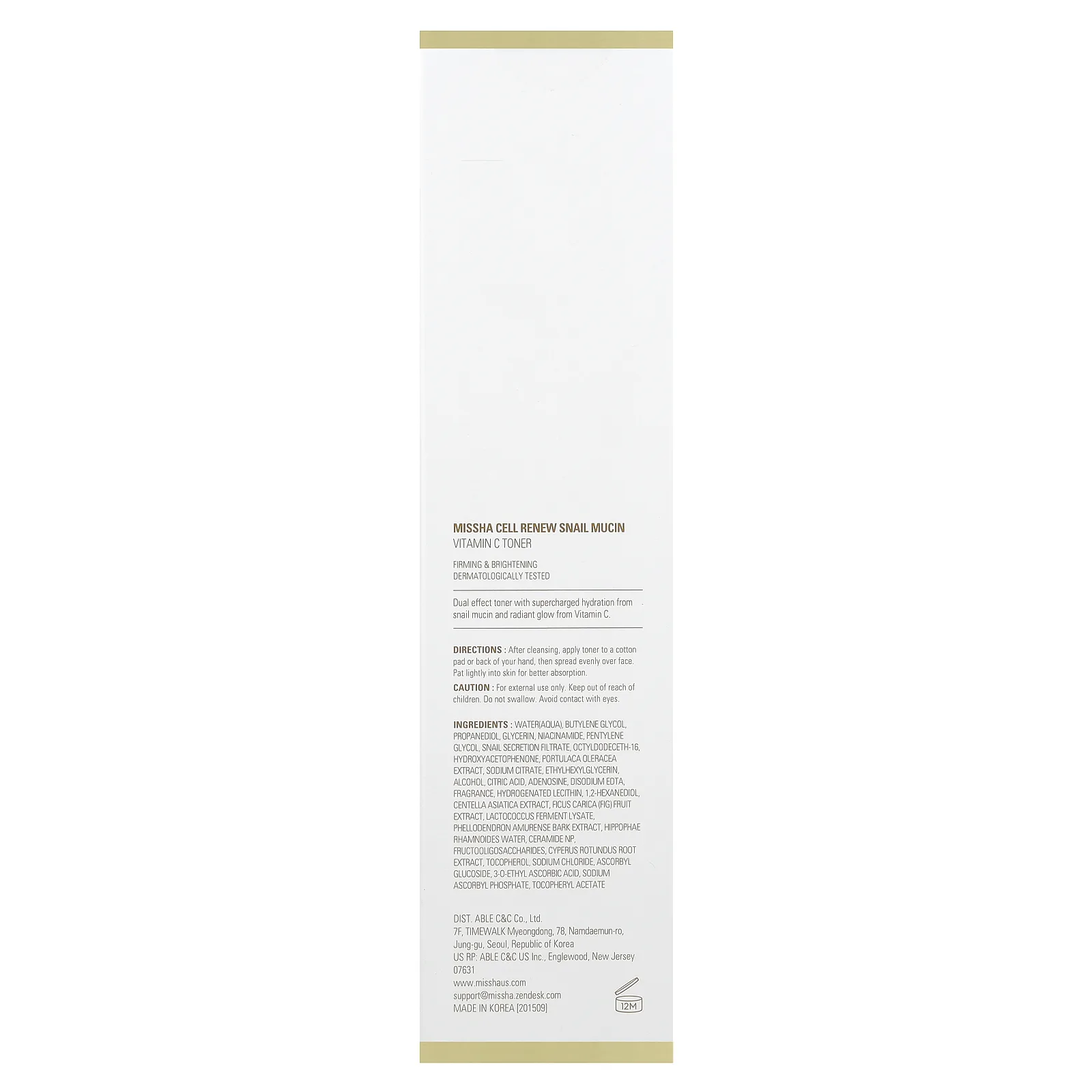 Missha, Cell Renew Snail Mucin, тоник с витамином C, 150 мл (5,07 жидк. Унции)