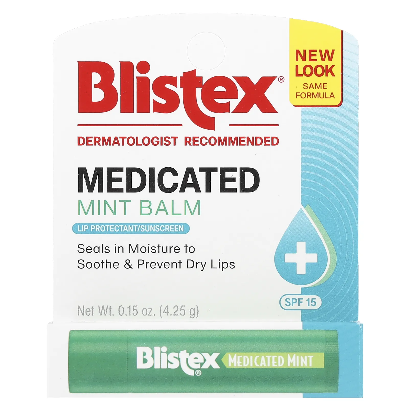 Blistex, заживляющий бальзам, защита губ с солнцезащитным фильтром, SPF 15, мята, 4,25 г (0,15 унции)