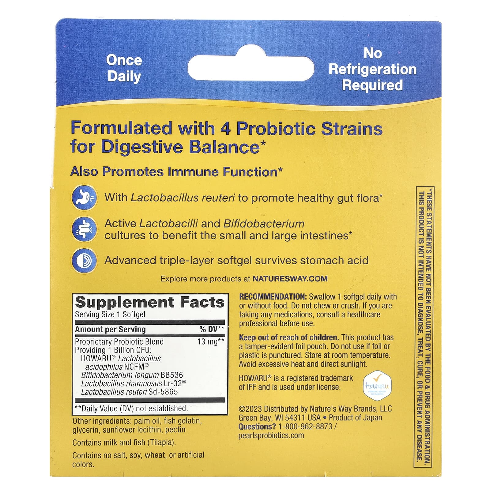 Nature's Way, Primadophilus Reuteri Pearls, 60 капсул