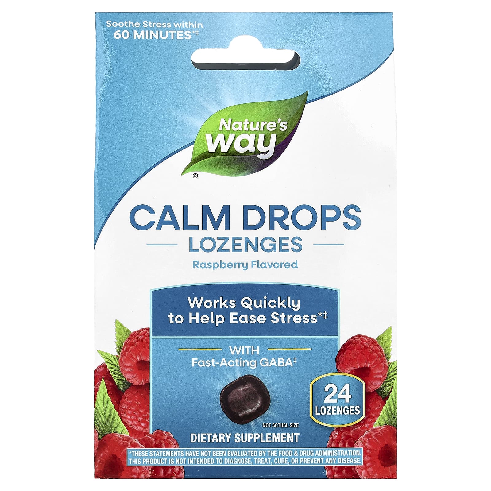 Nature's Way, Леденцы Calm Drops, малина, 24 пастилки
