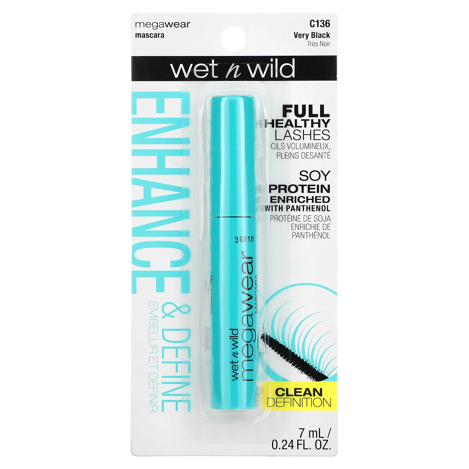 wet n wild, MegaWear, тушь для ресниц, насыщенный черный, 7 мл (0,24 жидк. унции)