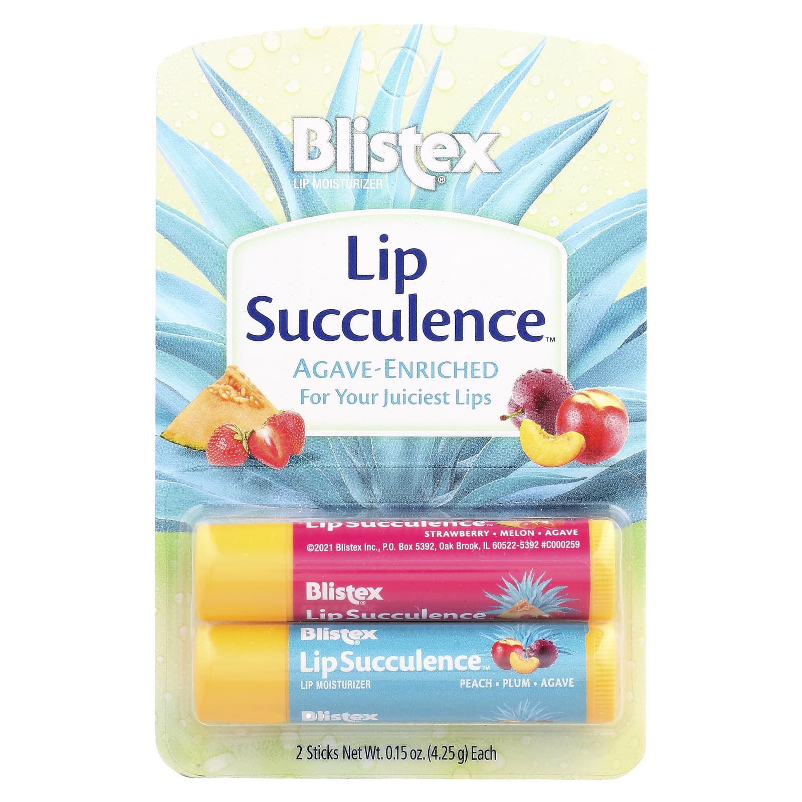 Blistex, Lip Succulence, тропические фрукты, 2 шт., По 4,25 г (0,15 унции)