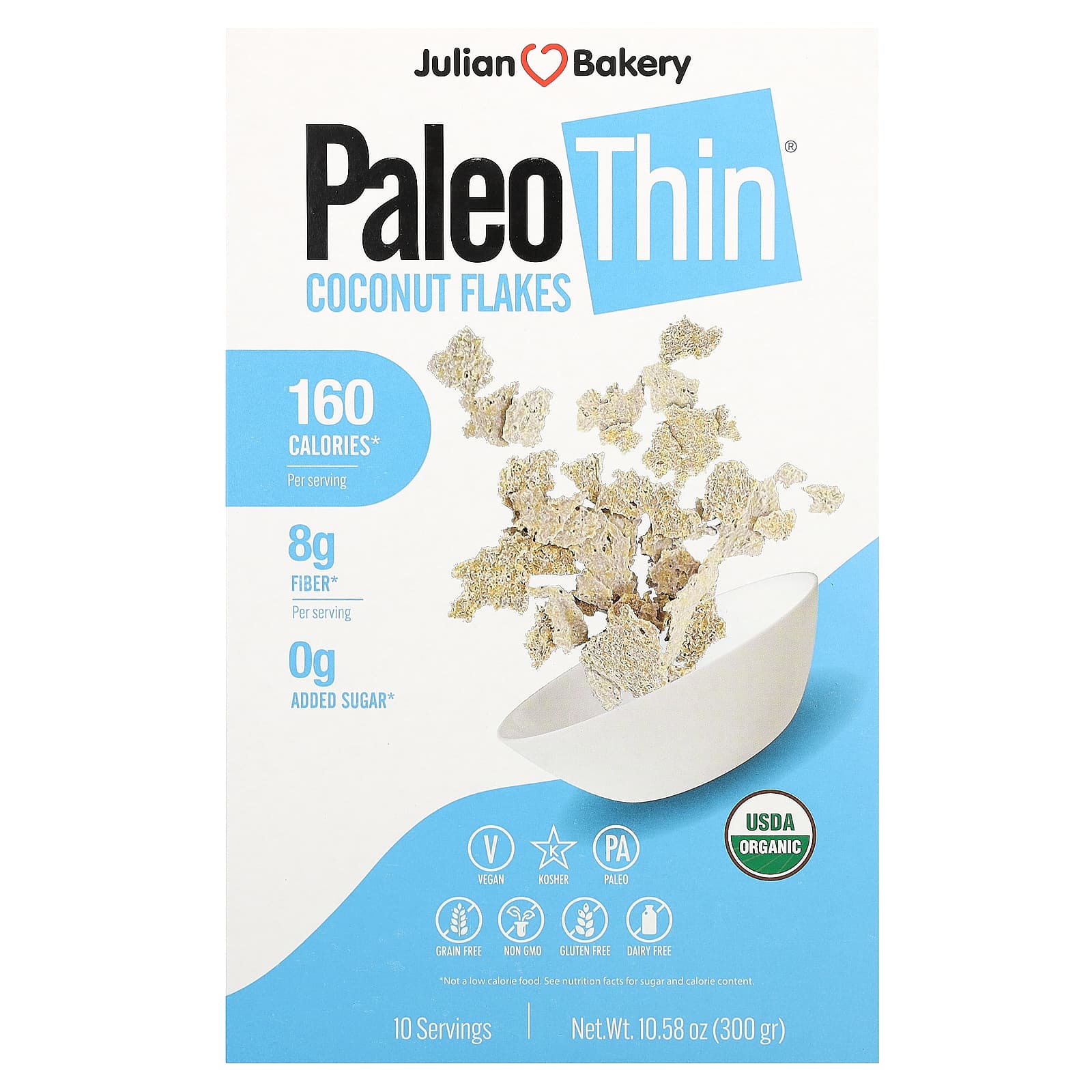 Julian Bakery, Paleo Thin, кокосовая стружка, 300 г (10,58 унции)