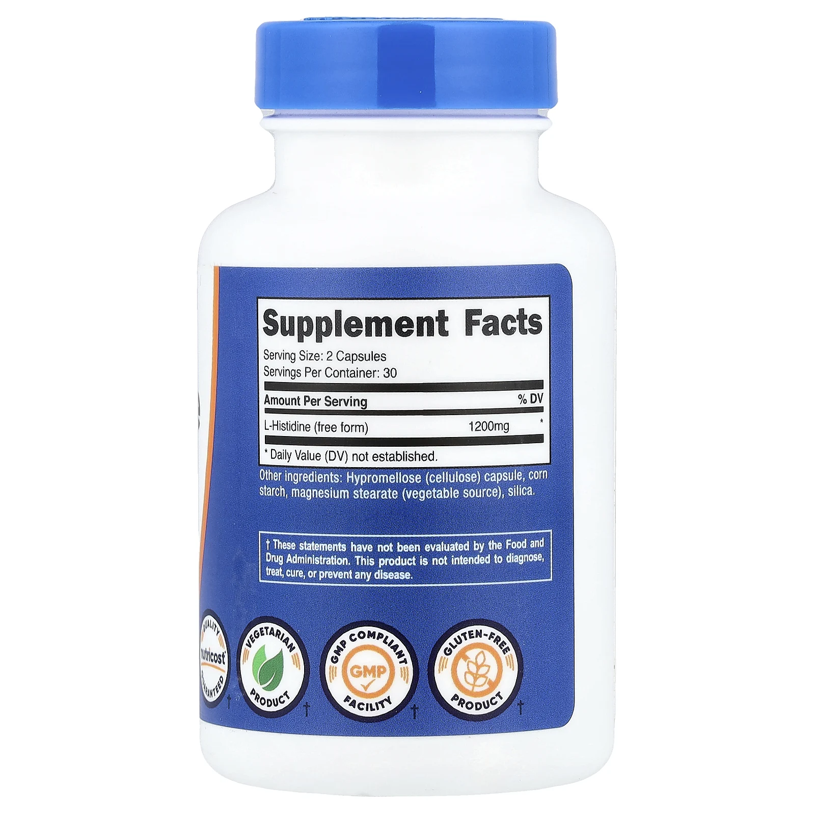 Nutricost, L-гистидин, 60 капсул (600 мг в 1 капсуле)