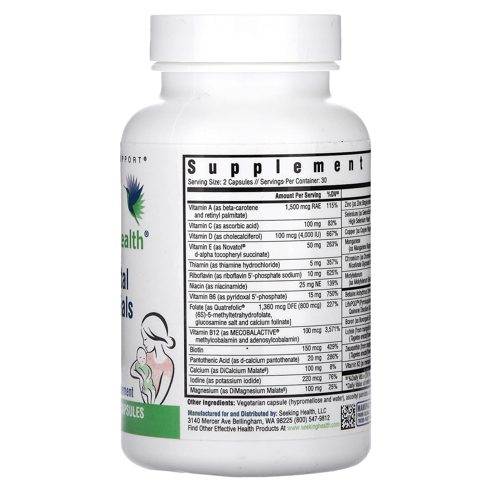 Seeking Health, Prenatal Essentials, 60 вегетарианских капсул