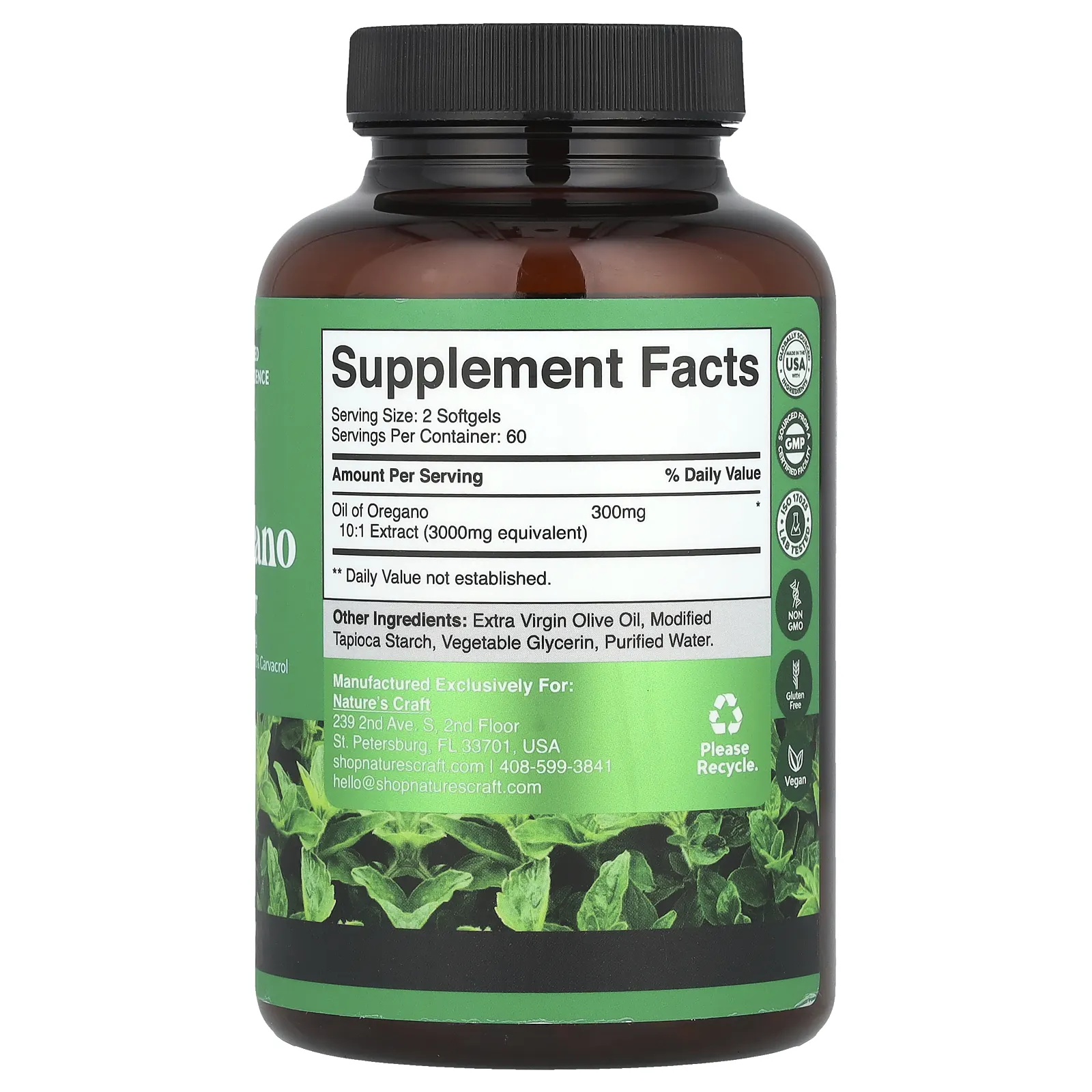 Nature's Craft, Масло орегано, 120 капсул (150 мг в каждой капсуле)
