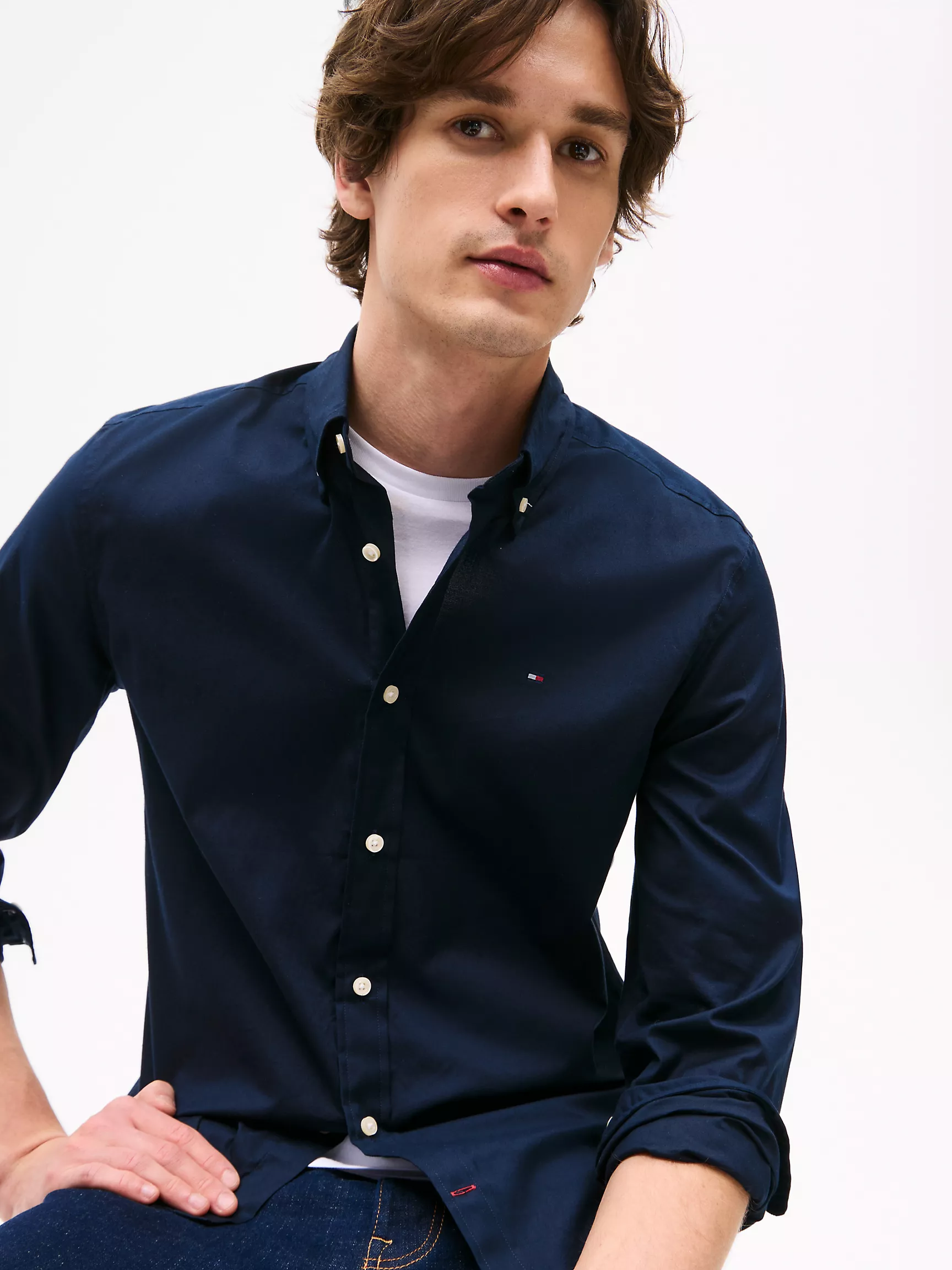 Мужская рубашка Tommy Hilfiger, Эластичная рубашка из поплина стандартного кроя