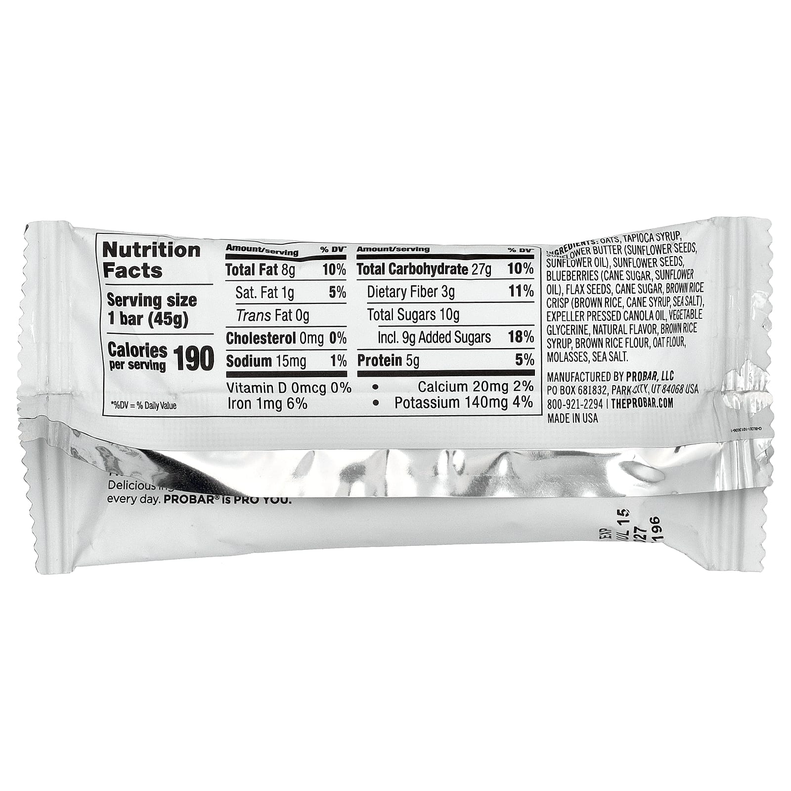 ProBar, SNAK™, энергетический батончик, овсянка и голубика, 45 г (1,6 унции)