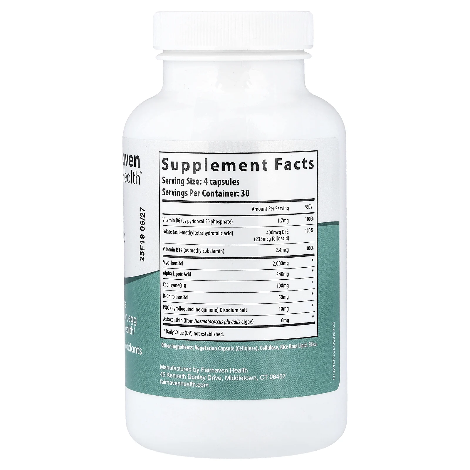 Fairhaven Health, PQQ + мио + D-хироинозитол, 120 капсул