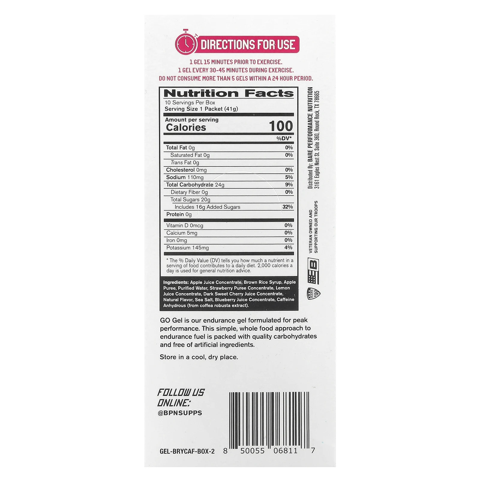 BPN, Go Gel, ягодная смесь без добавок, 10 пакетиков по 41 г (1,45 унции)