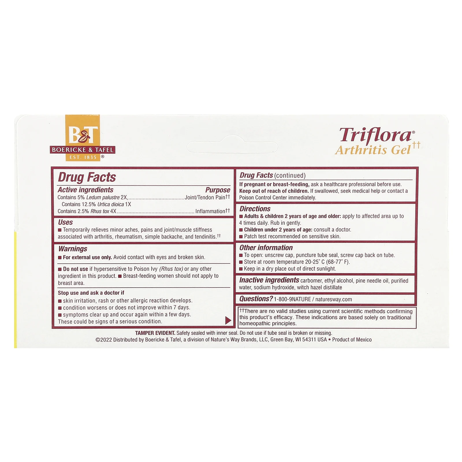 Boericke & Tafel, Гель от артрита «Трифлора», 2,75 унции