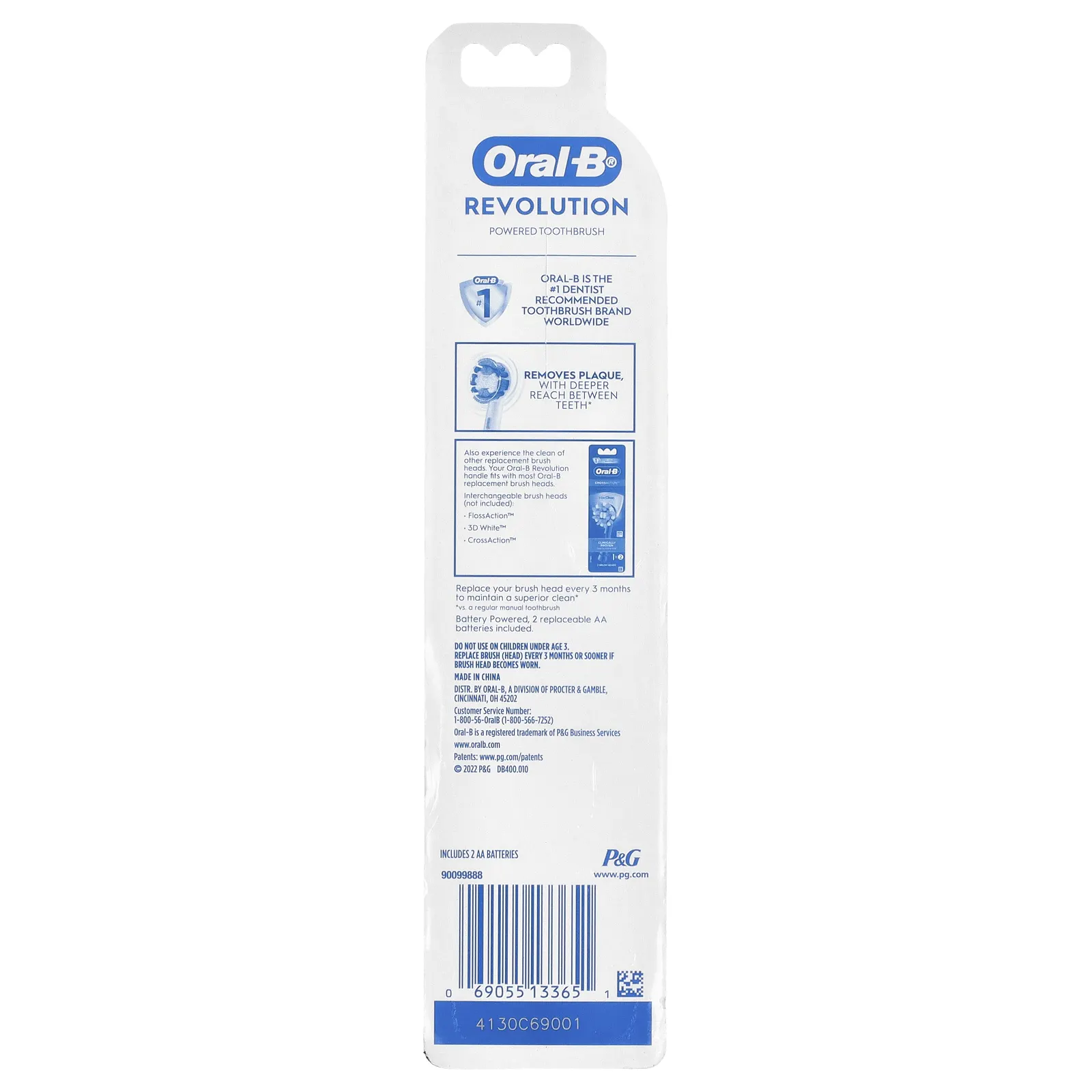 Oral-B, Зубная щетка на батарейках, Revolution, 1 зубная щетка