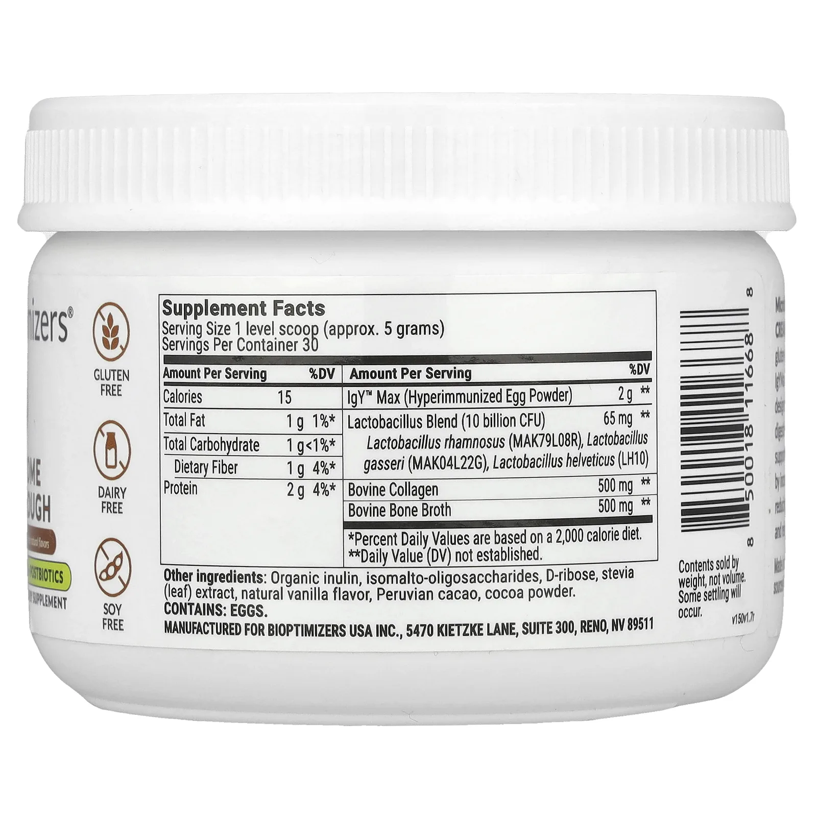 BIOptimizers, Microbiome Breakthrough, пребиотики, пробиотики и постбиотики, сливочный шоколад, 150 г (5,29 унции)