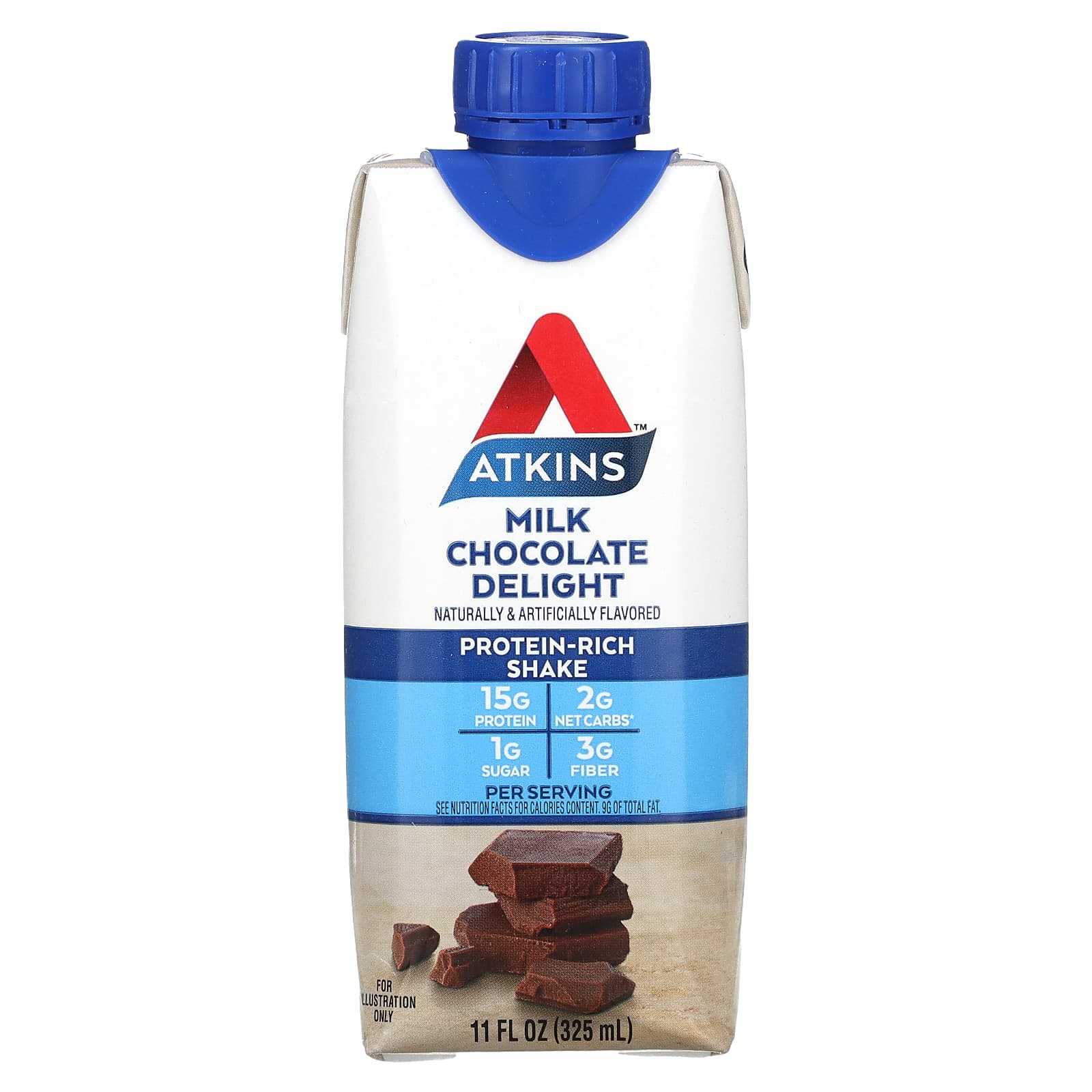 Atkins, Protein Rich Shake, молочный шоколад, 4 коктейля, 325 мл (11 жидк. Унций)