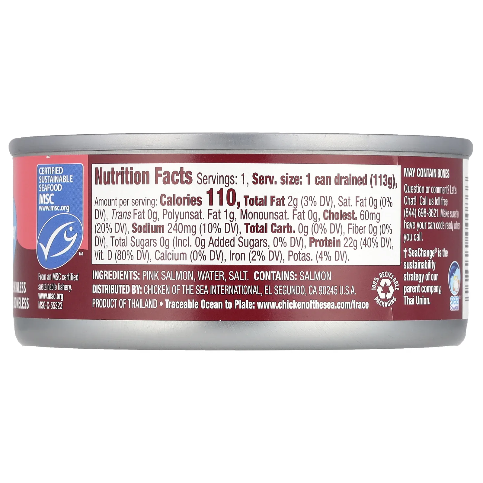 Chicken of the Sea, Аляскинская горбуша в воде, 142 г (5 унций)