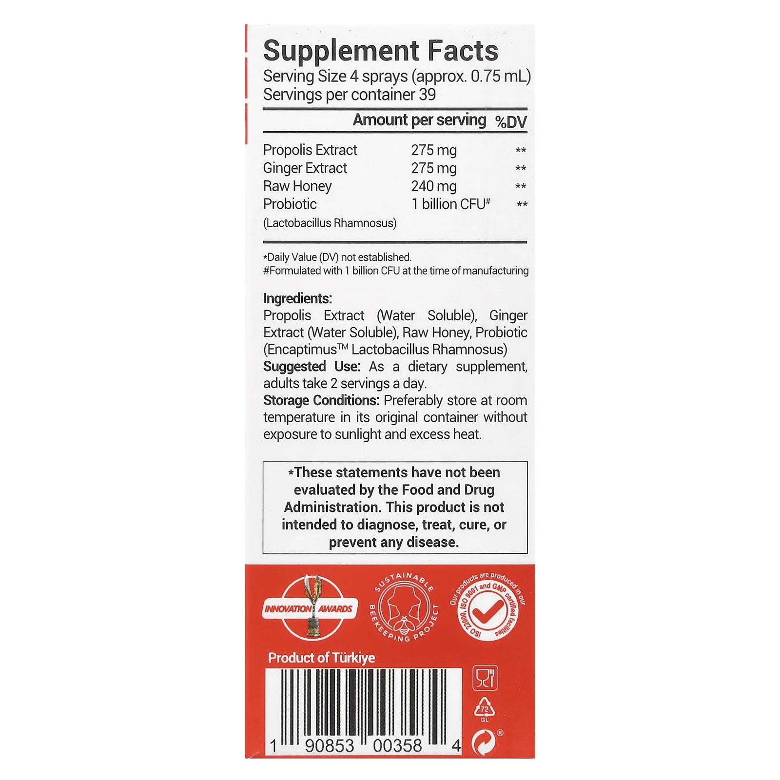 Bee&You, Спрей для горла с прополисом, 30 мл (1 жидк. Унция)