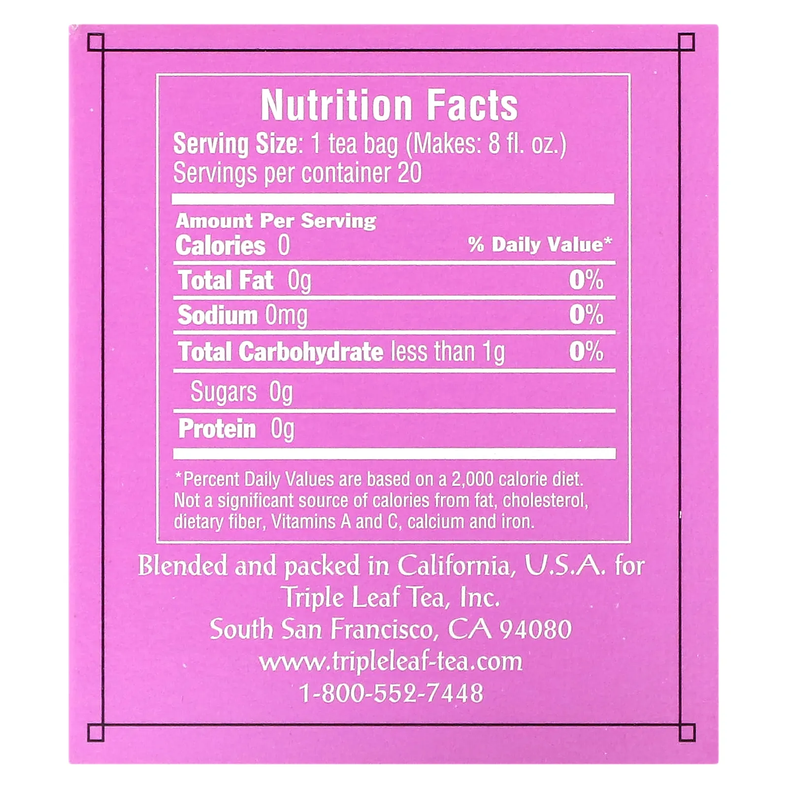 Triple Leaf Tea, чай из листьев шелковицы, 20 чайных пакетиков, 33 г (1,16 унции)