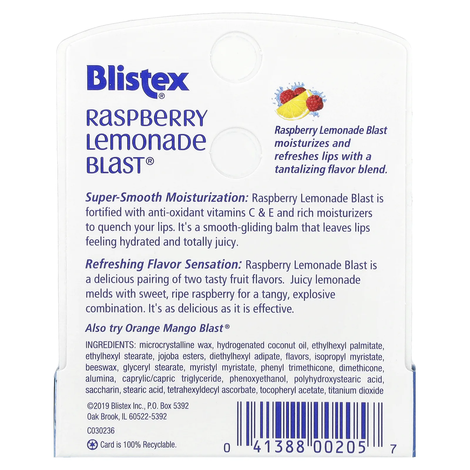 Blistex, увлажняющий бальзам для губ, малиновый лимонад, 4,25 г (15 унций)