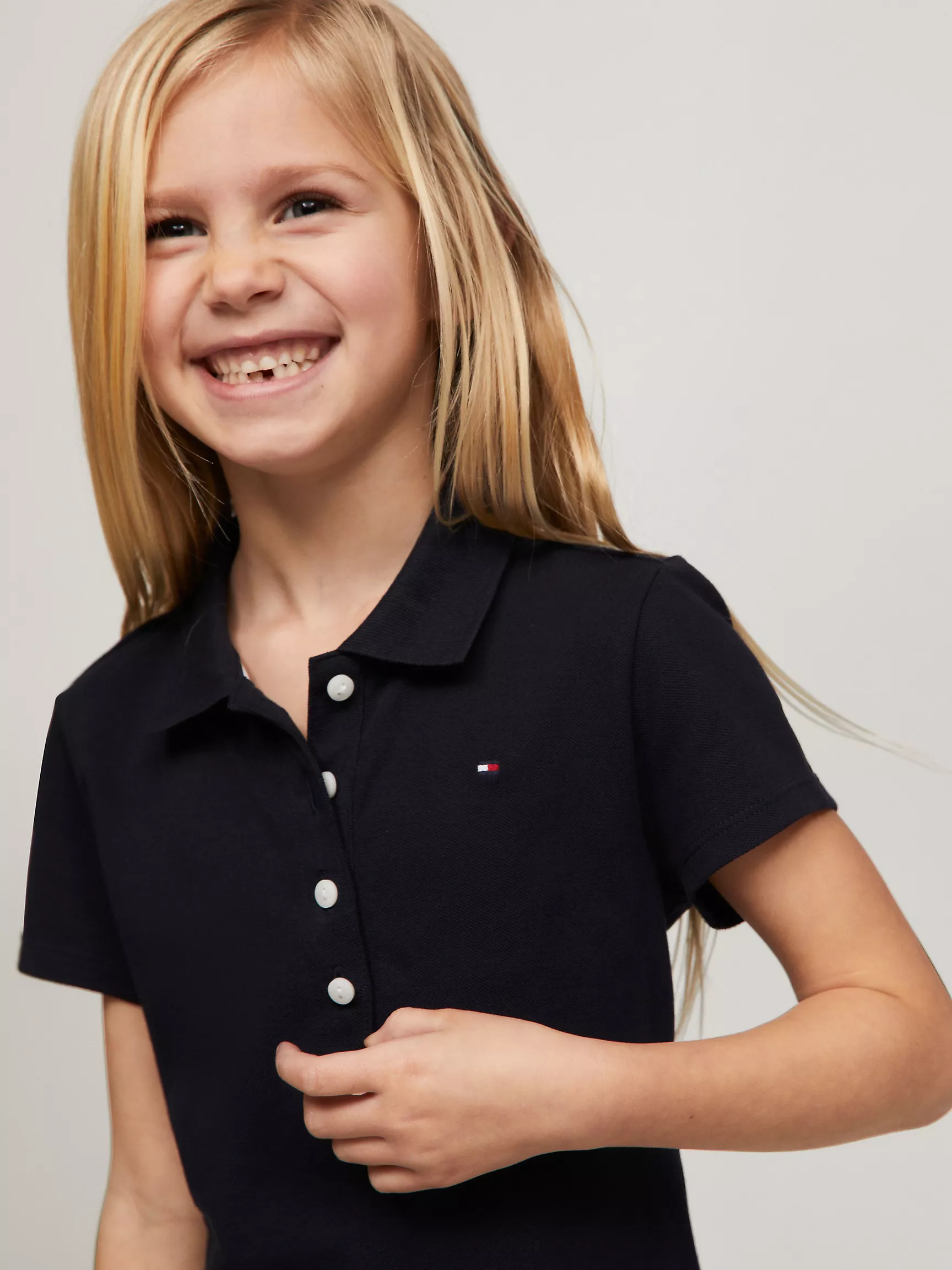 Платье для девочек Tommy Hilfiger, Детское однотонное эластичное платье-поло