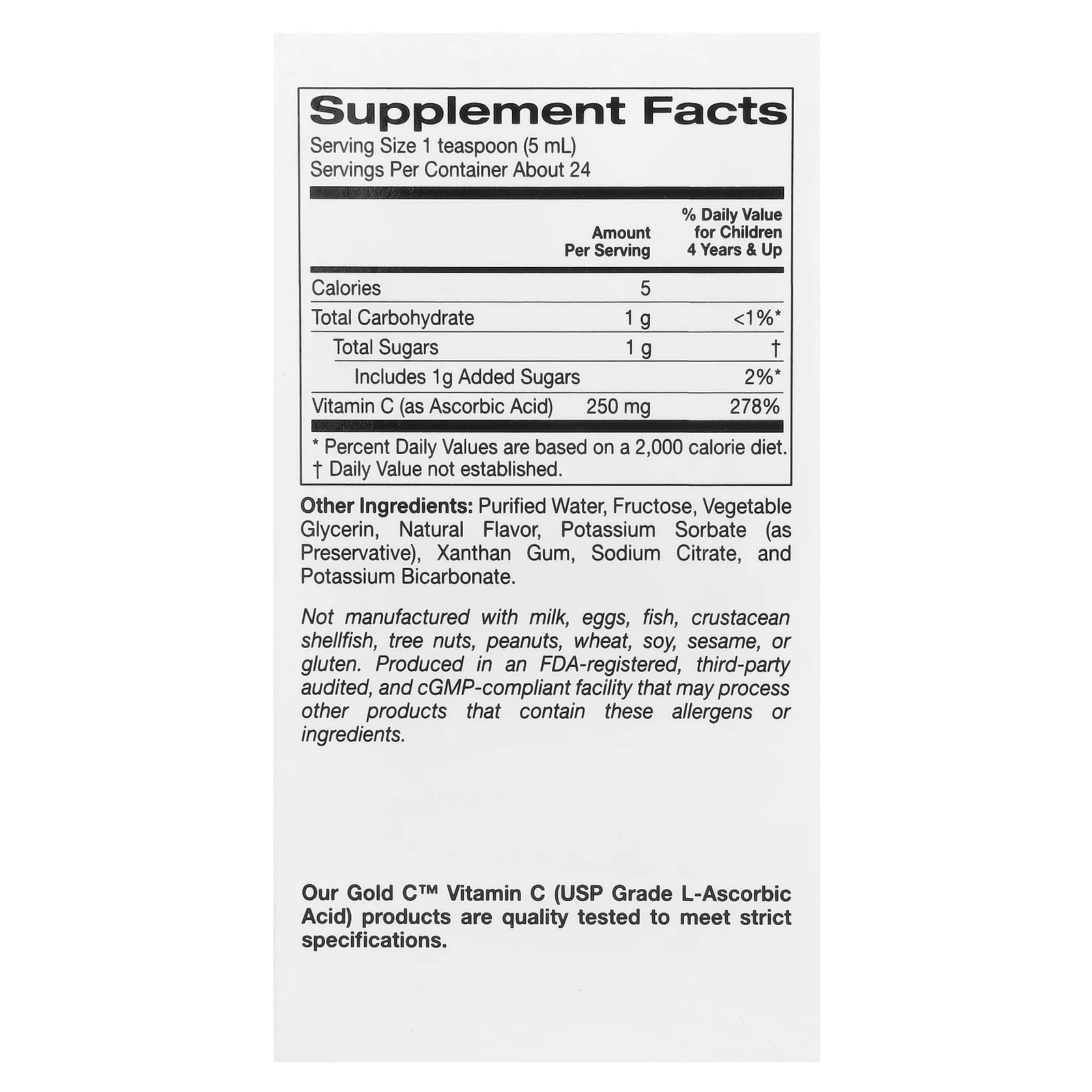 California Gold Nutrition, витамин C в жидкой форме для детей, класса USP, со вкусом терпкого апельсина, 118 мл (4 жидк. унции)