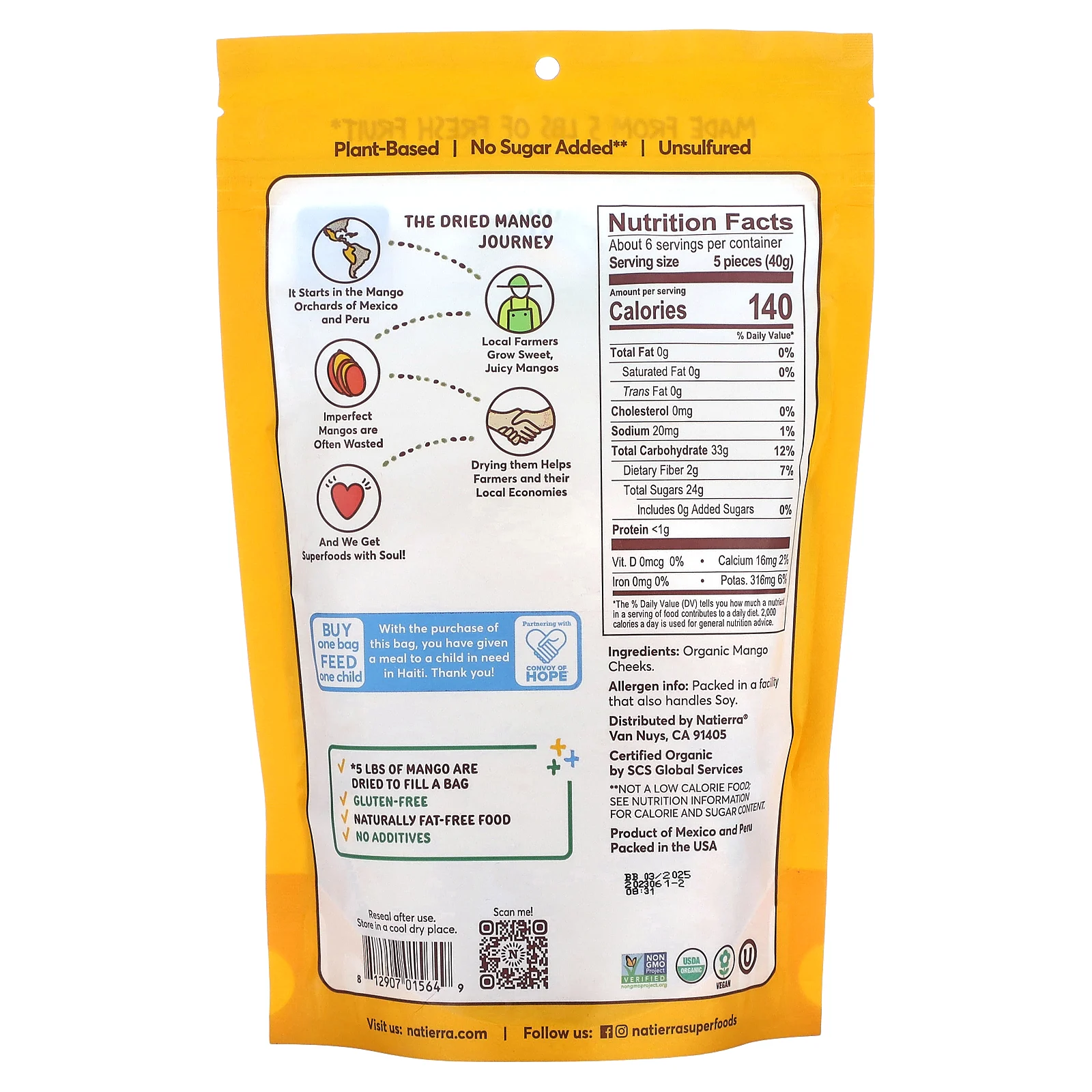 Natierra, Органические сушеные манговые щечки, 227 г (8 унций)