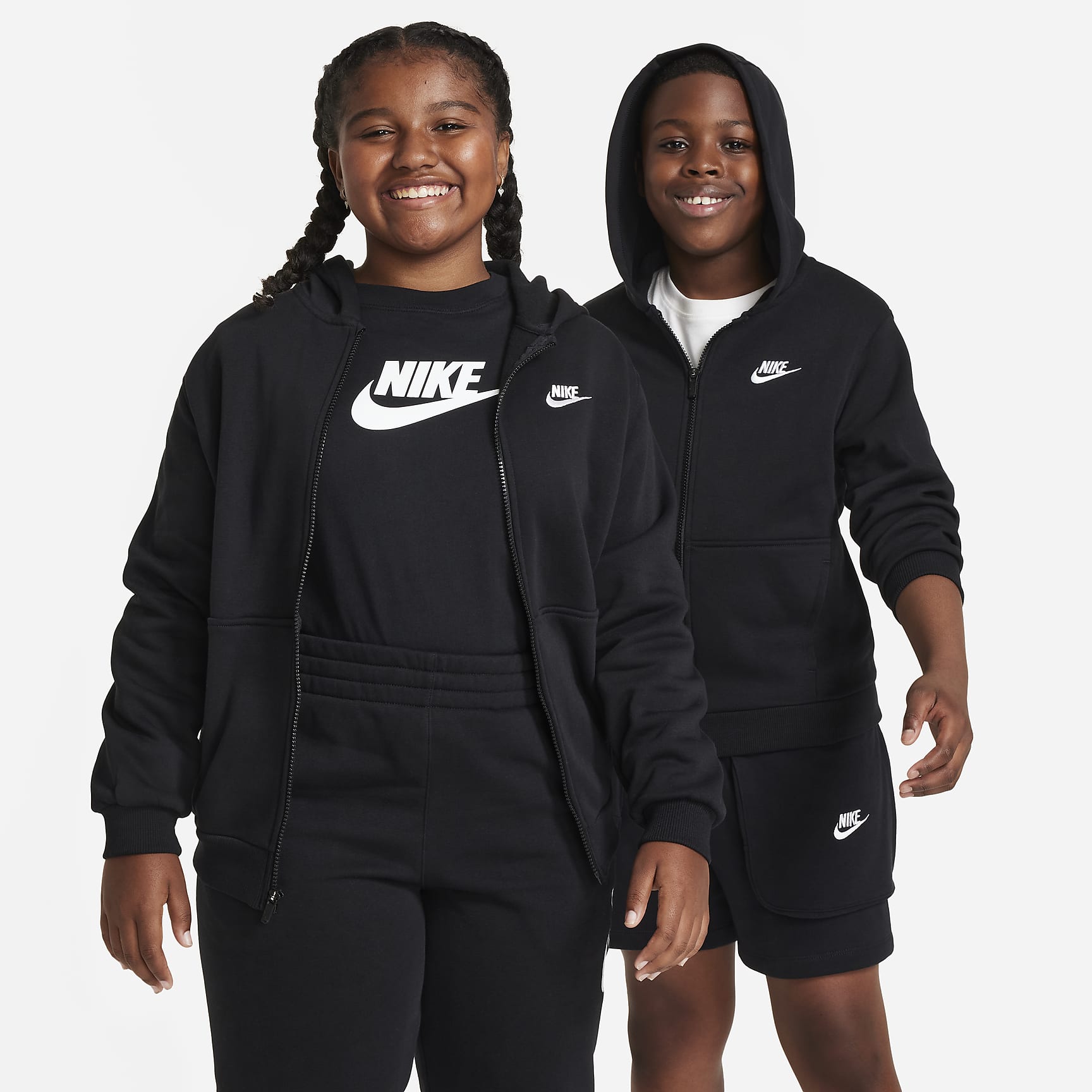 Nike Sportswear Club Fleece Big Kids' Full-Zip Hoodie (Extended Size)