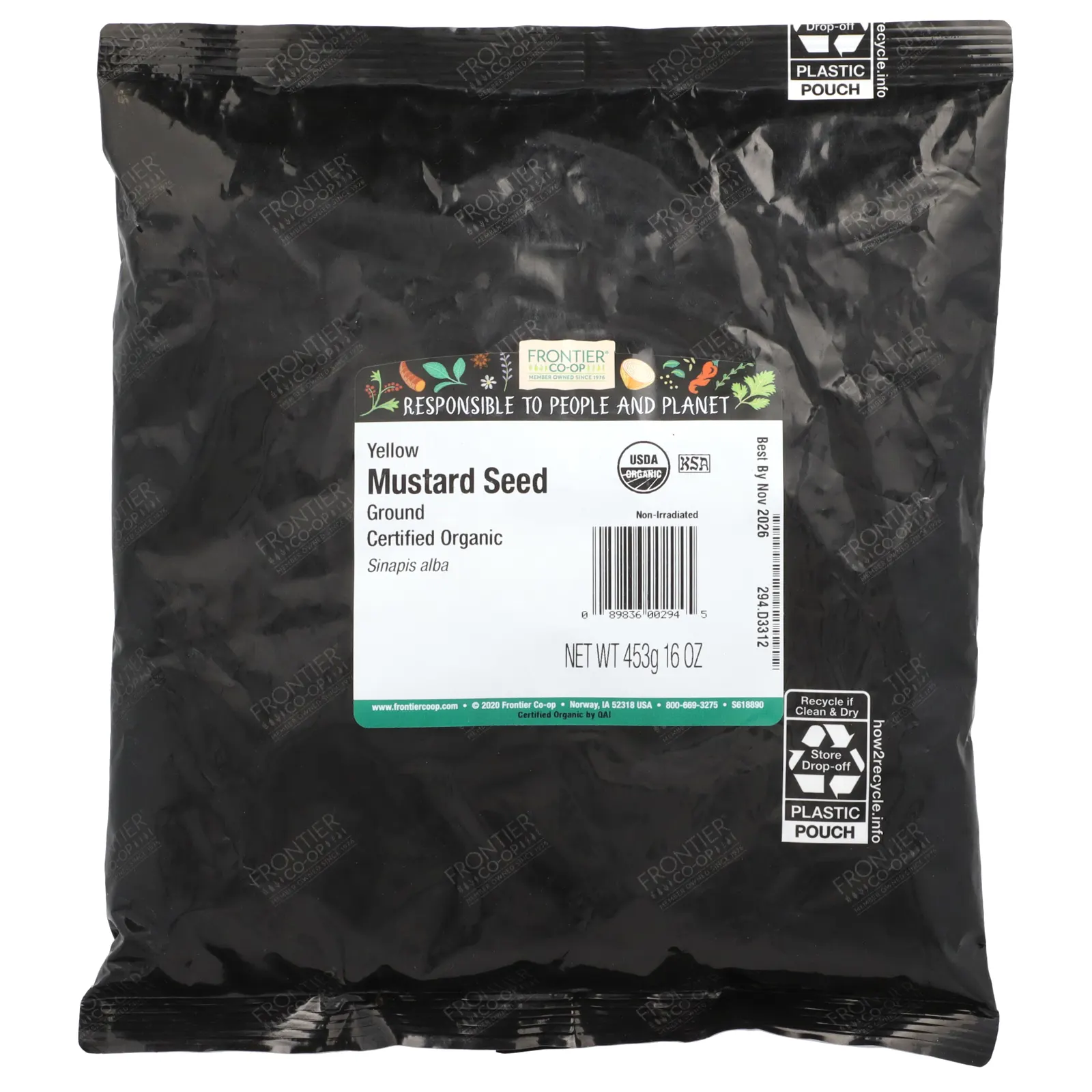Frontier Co-op, Органические молотые семена желтой горчицы, 453 г (16 унций)
