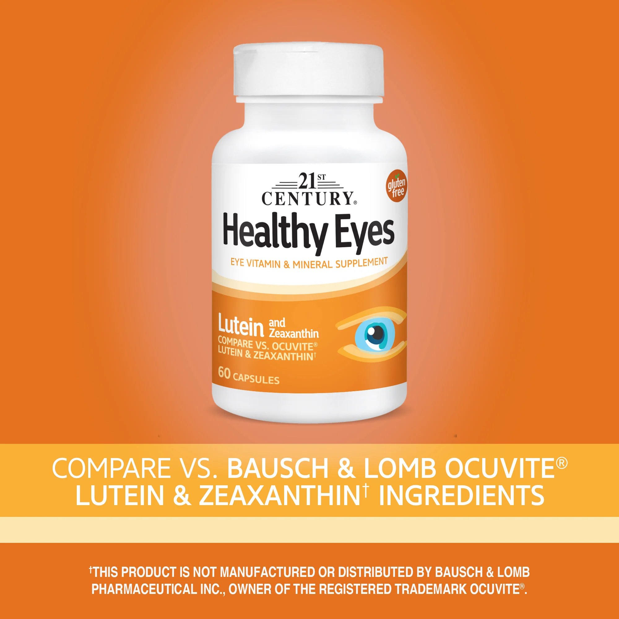 21st Century, средство для здоровья глаз, лютеин и зеаксантин, 60 капсул
