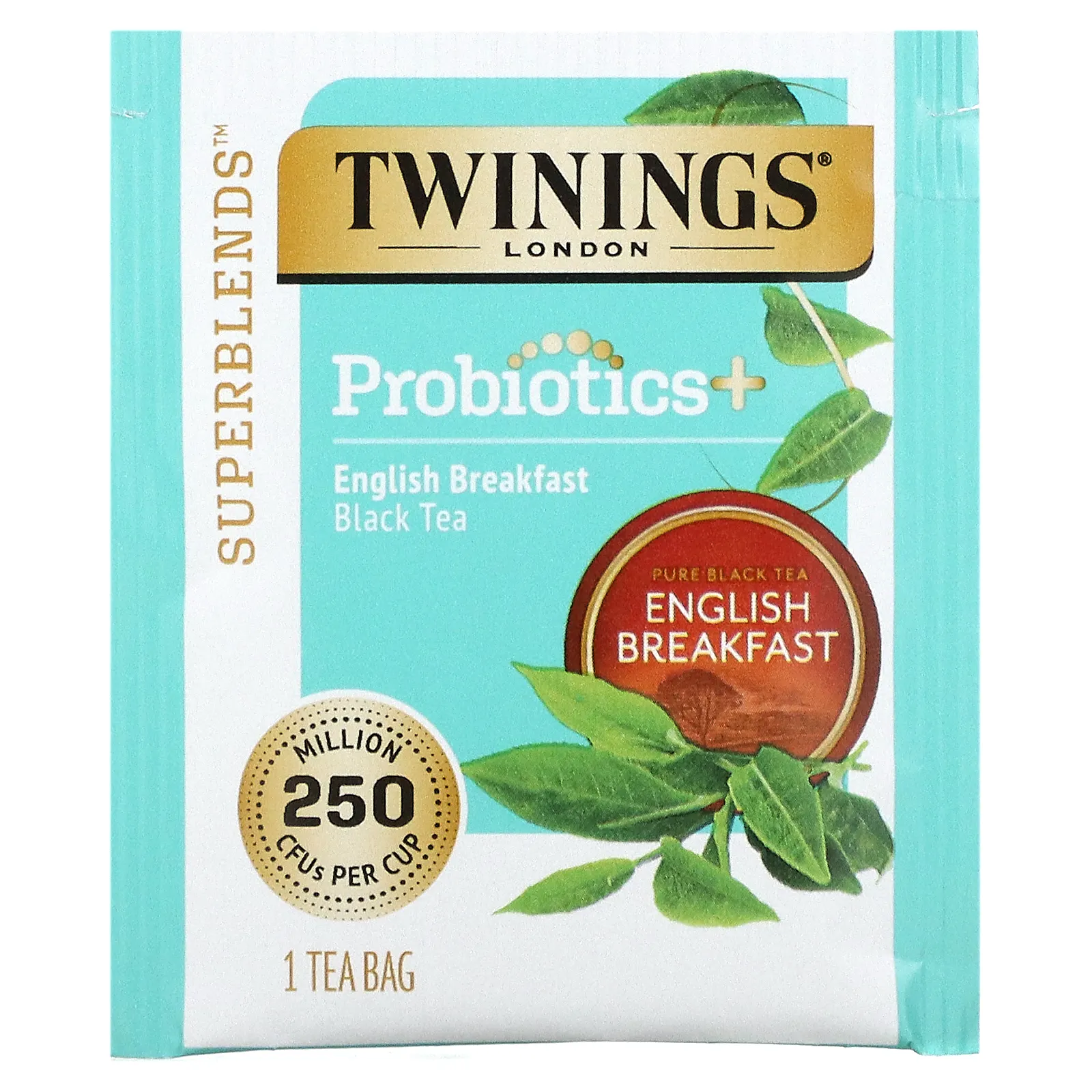 Twinings, Probiotics Black Tea, English Breakfast, 18 чайных пакетиков, 45 г (1,59 унции)