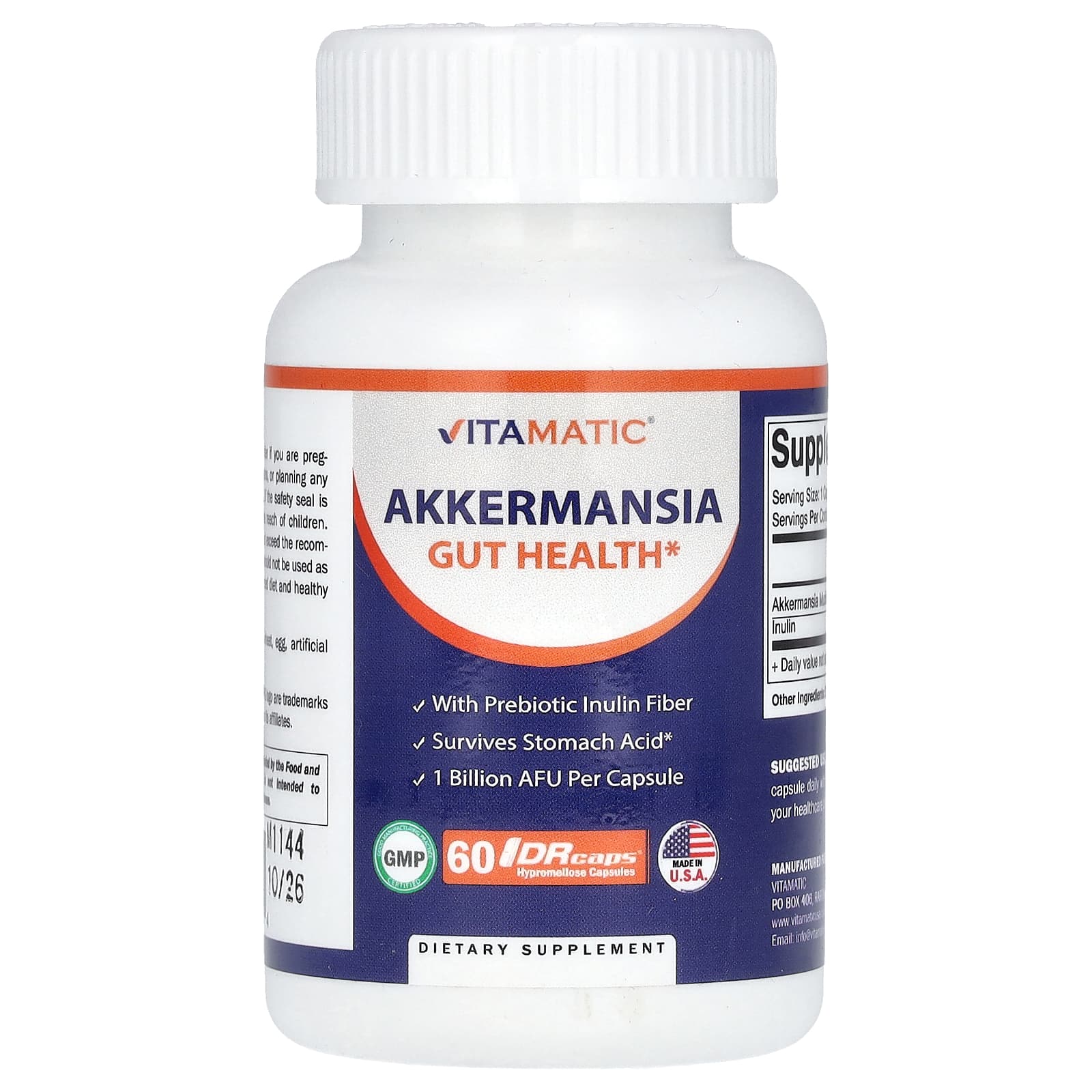 Vitamatic, Akkermansia, 1 млрд КОЕ, 60 DRCaps