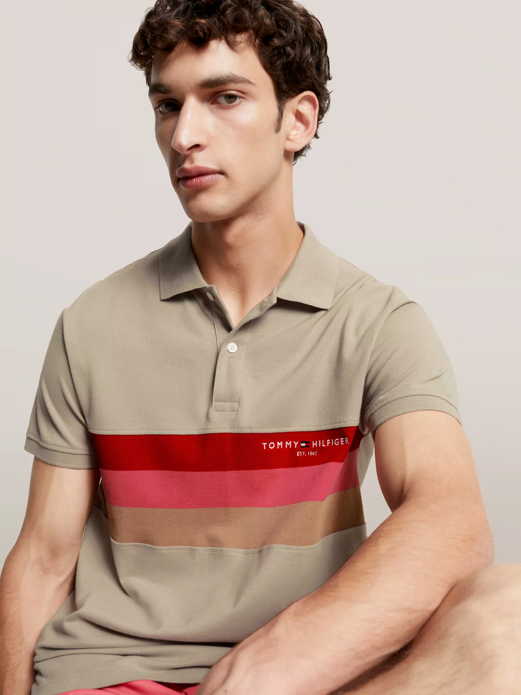 Мужское поло Tommy Hilfiger, Приталенное полосатое поло Tommy